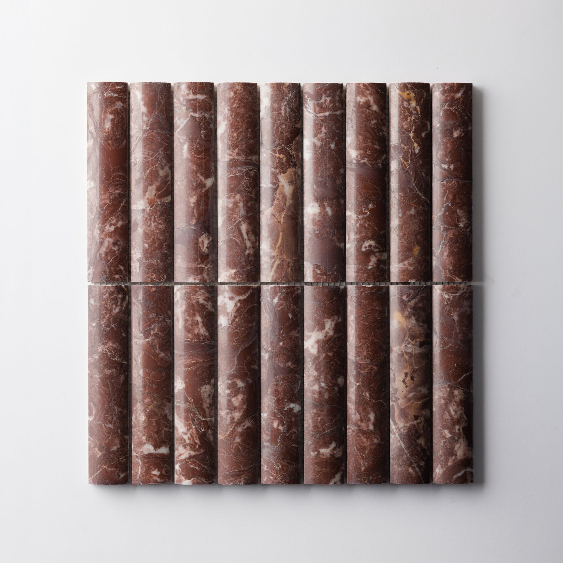 Fluted Red Ravel Marble Polished Mosaic Tile