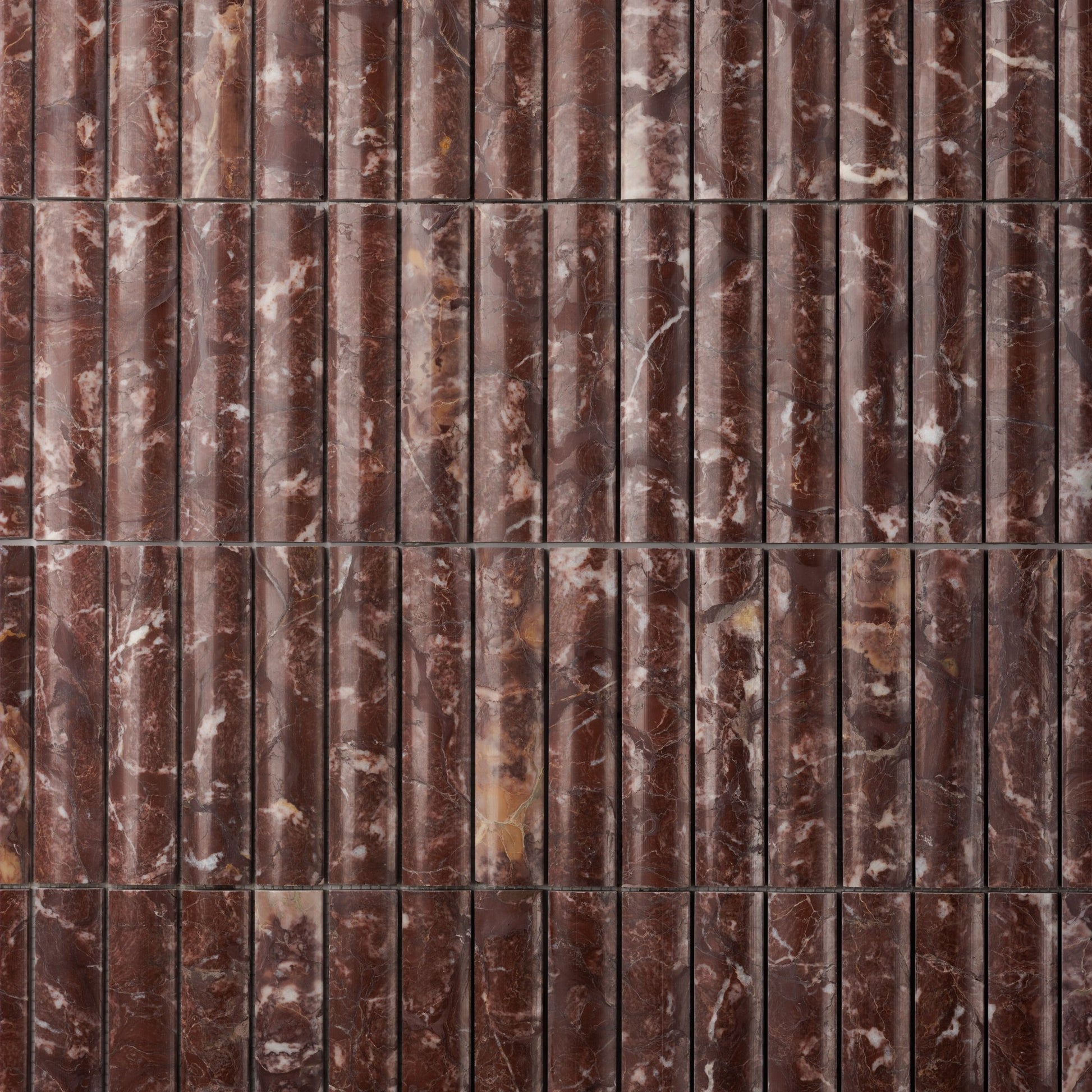 Fluted Red Ravel Marble Mosaic Tile
