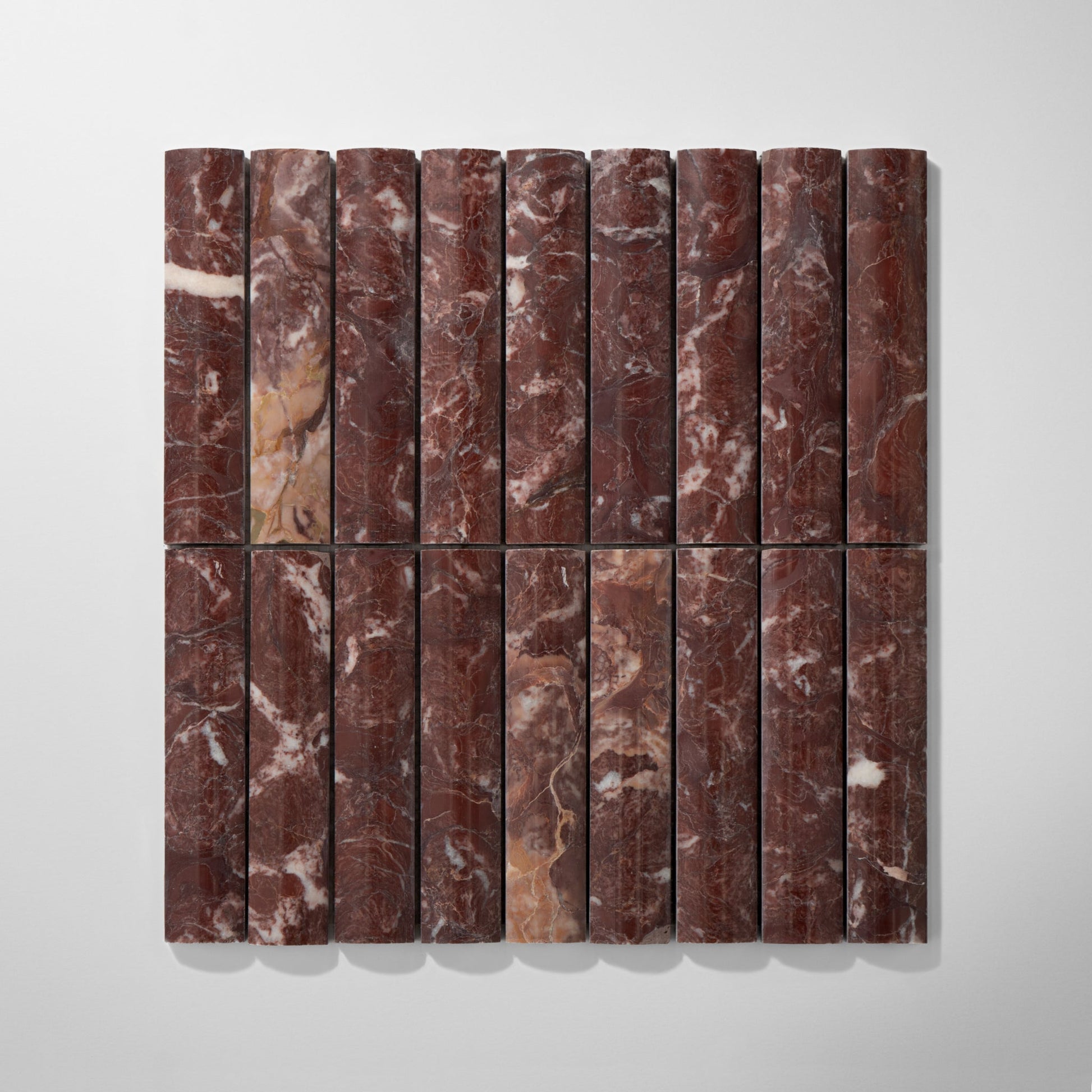 Fluted Red Ravel Marble Polished Mosaic Tile