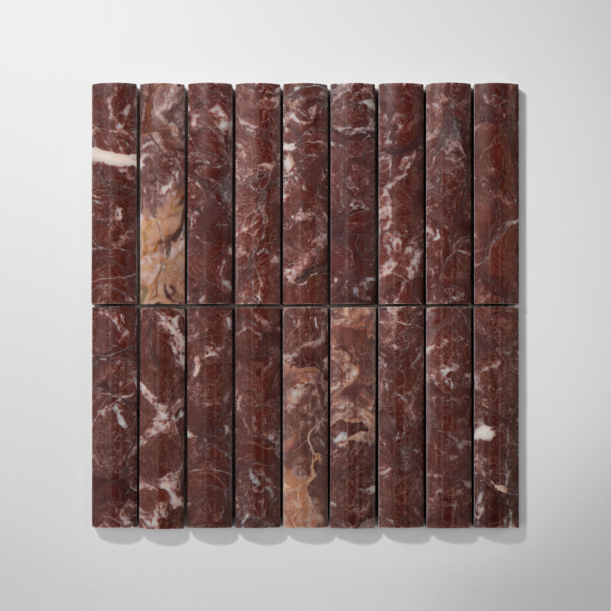 Fluted Red Ravel Marble Polished Mosaic Tile