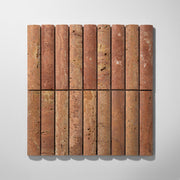 Fluted Red Travertine Honed Mosaic Tile