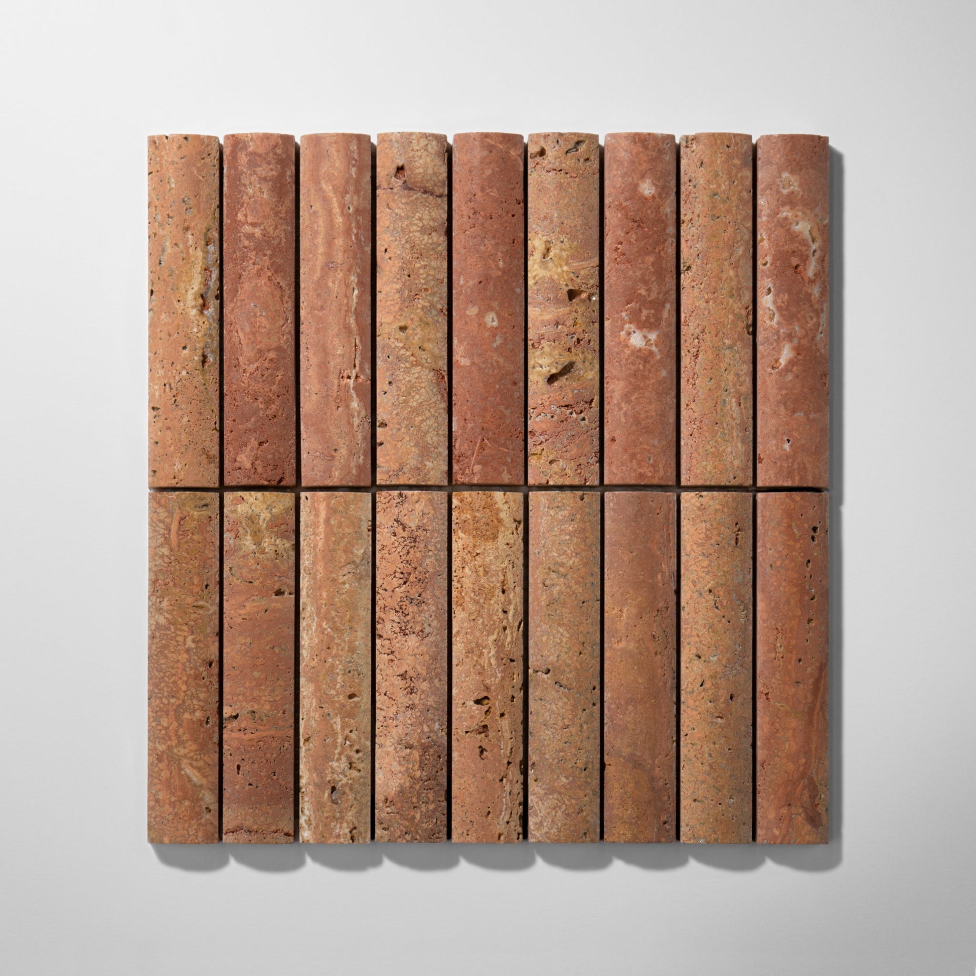 Fluted Red Travertine Honed Mosaic Tile