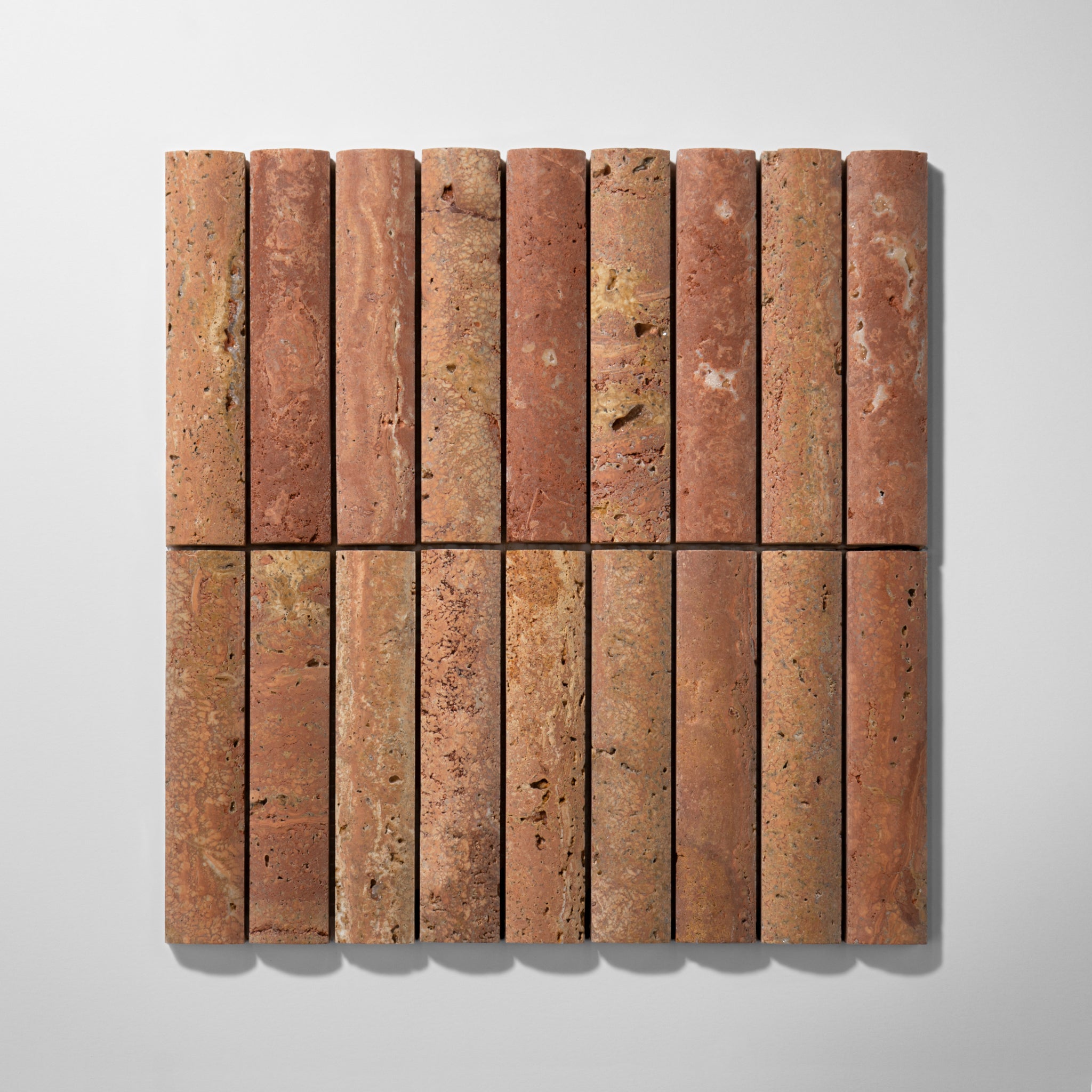 Fluted Red Travertine Honed Mosaic Tile