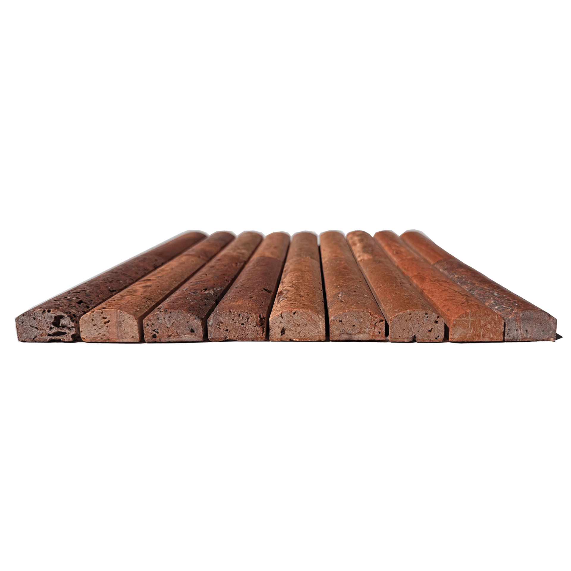 Fluted Red Travertine Honed Mosaic Tile - Cemento Collection