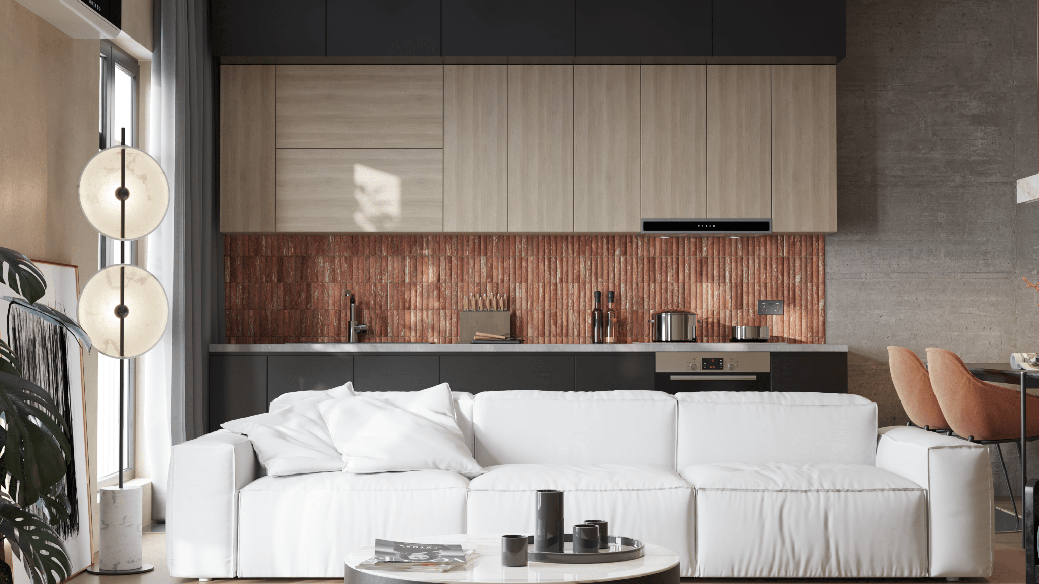Fluted Red Travertine Honed Mosaic Tile - Cemento Collection