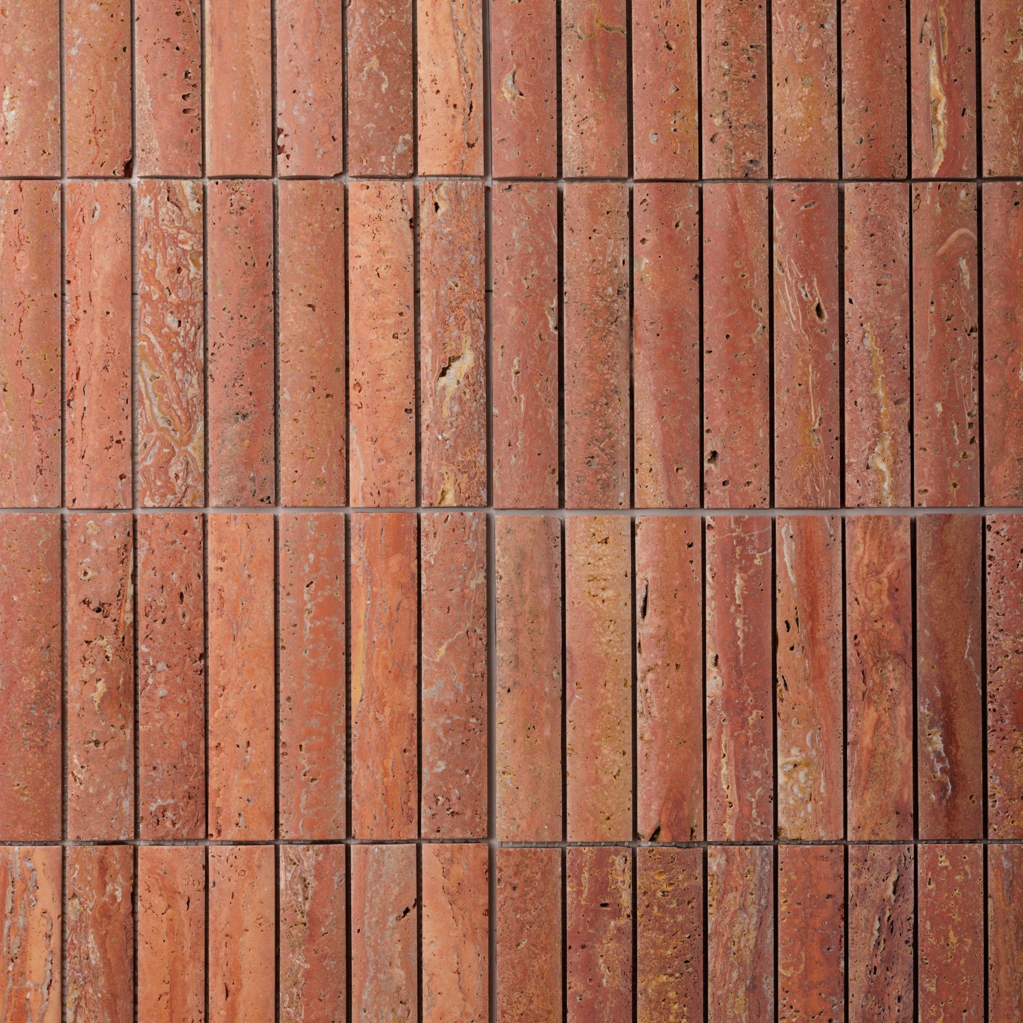 Fluted Red Travertine Honed Mosaic Tile | Cemento Collection