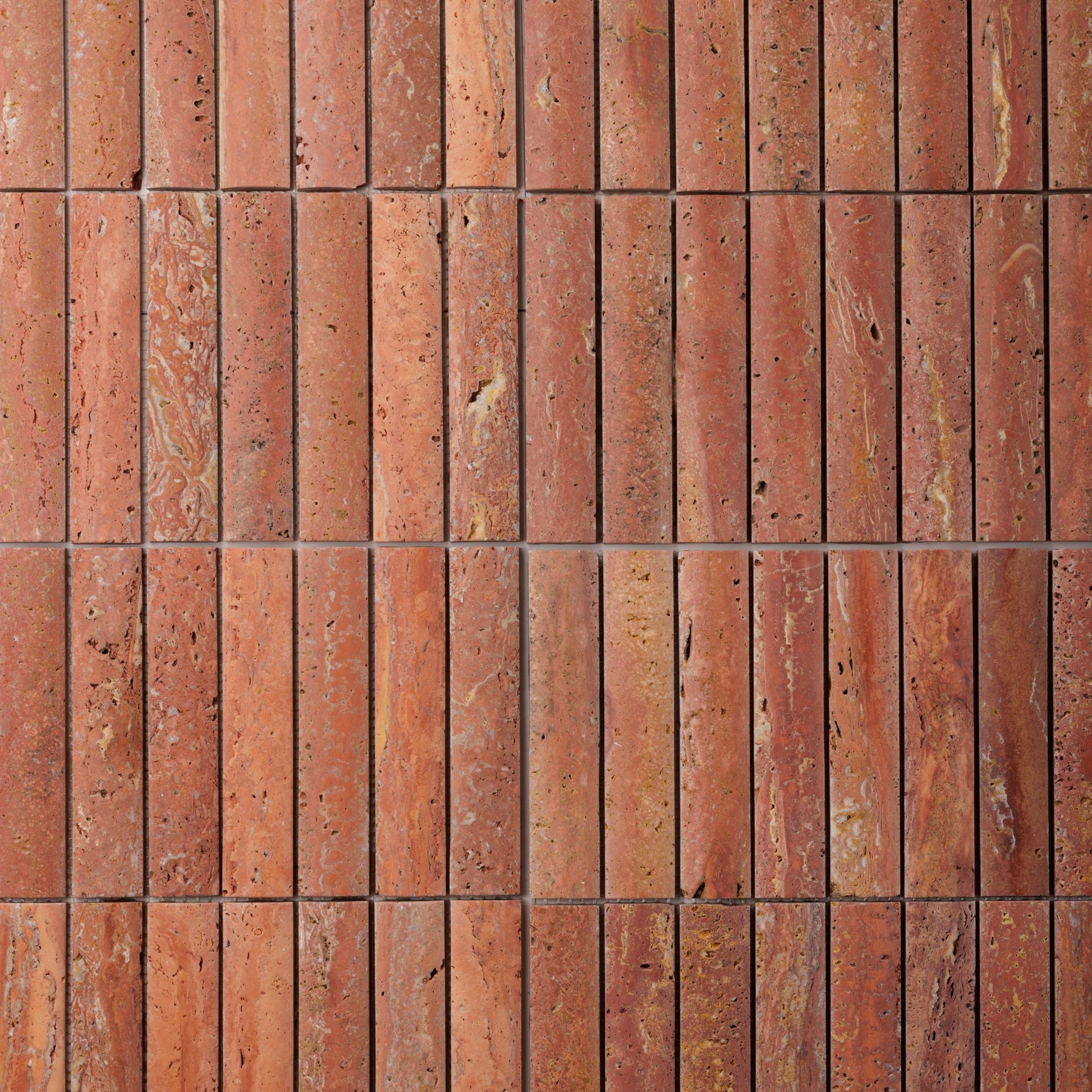 Fluted Red Travertine Mosaic Tile