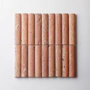 Fluted Red Travertine Honed Mosaic Tile
