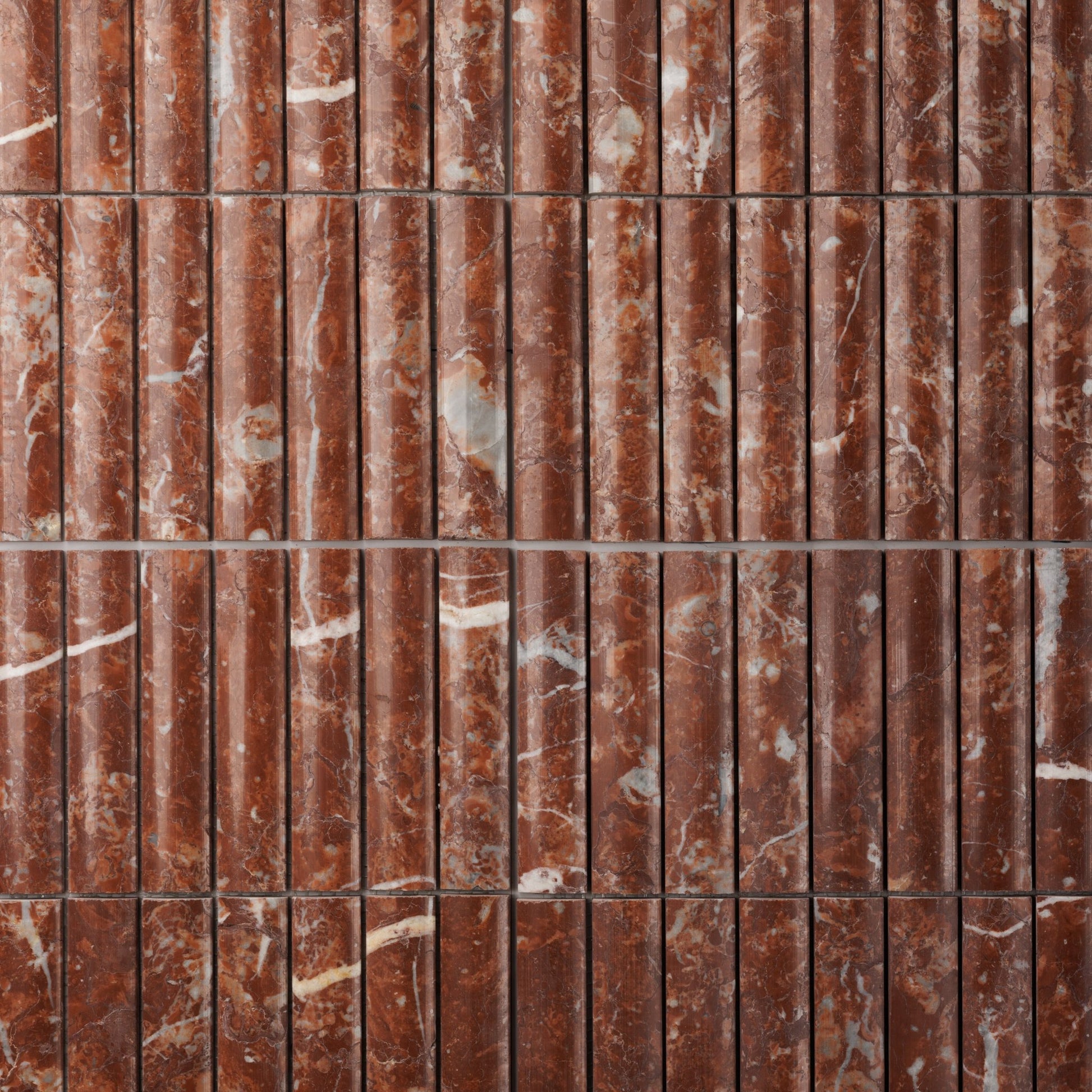 Fluted Rojo Alicante Marble Mosaic Tile