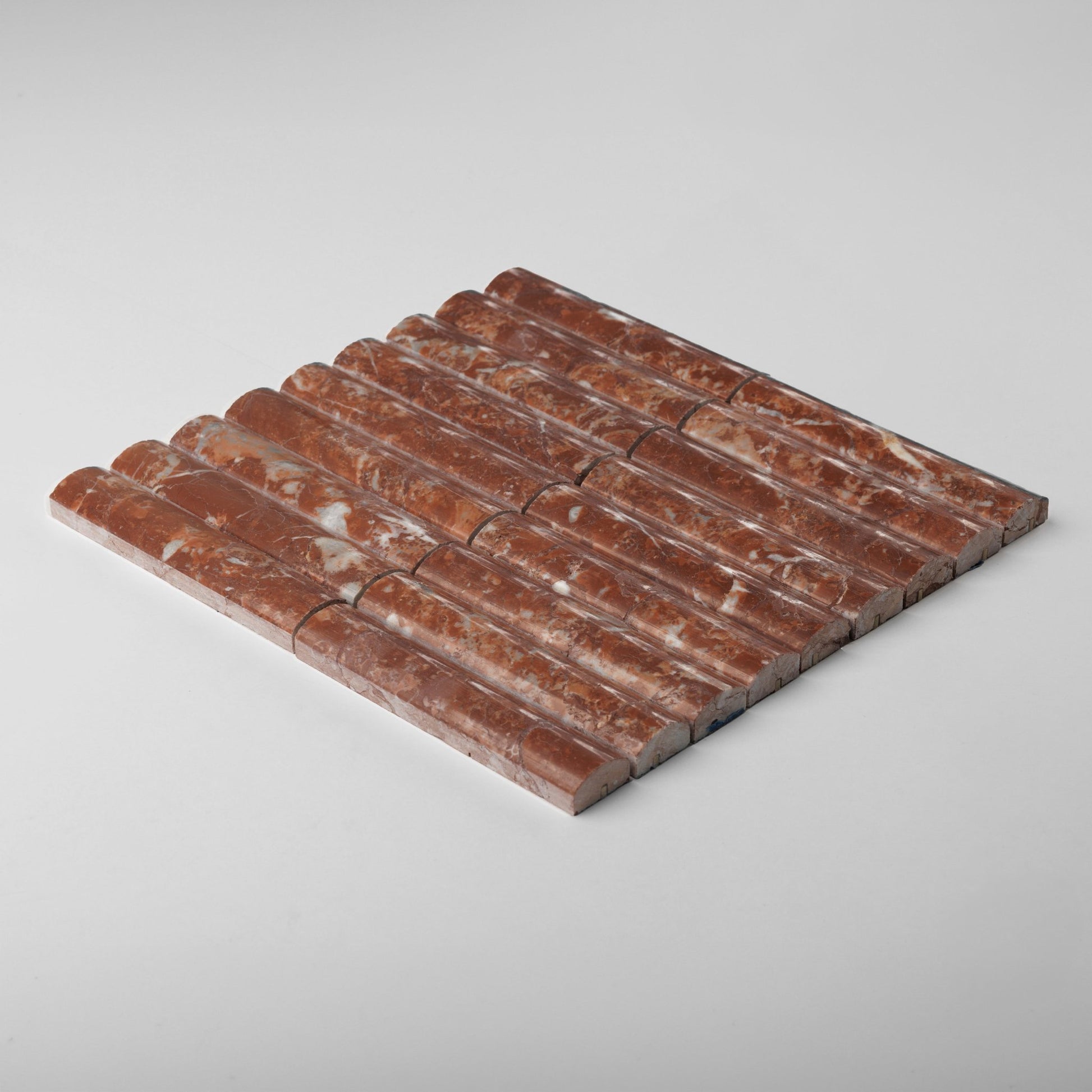 3D Fluted Rojo Alicante Marble Polished Mosaic Tile