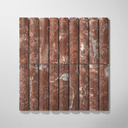 Fluted Rojo Alicante Marble Polished Mosaic Tile