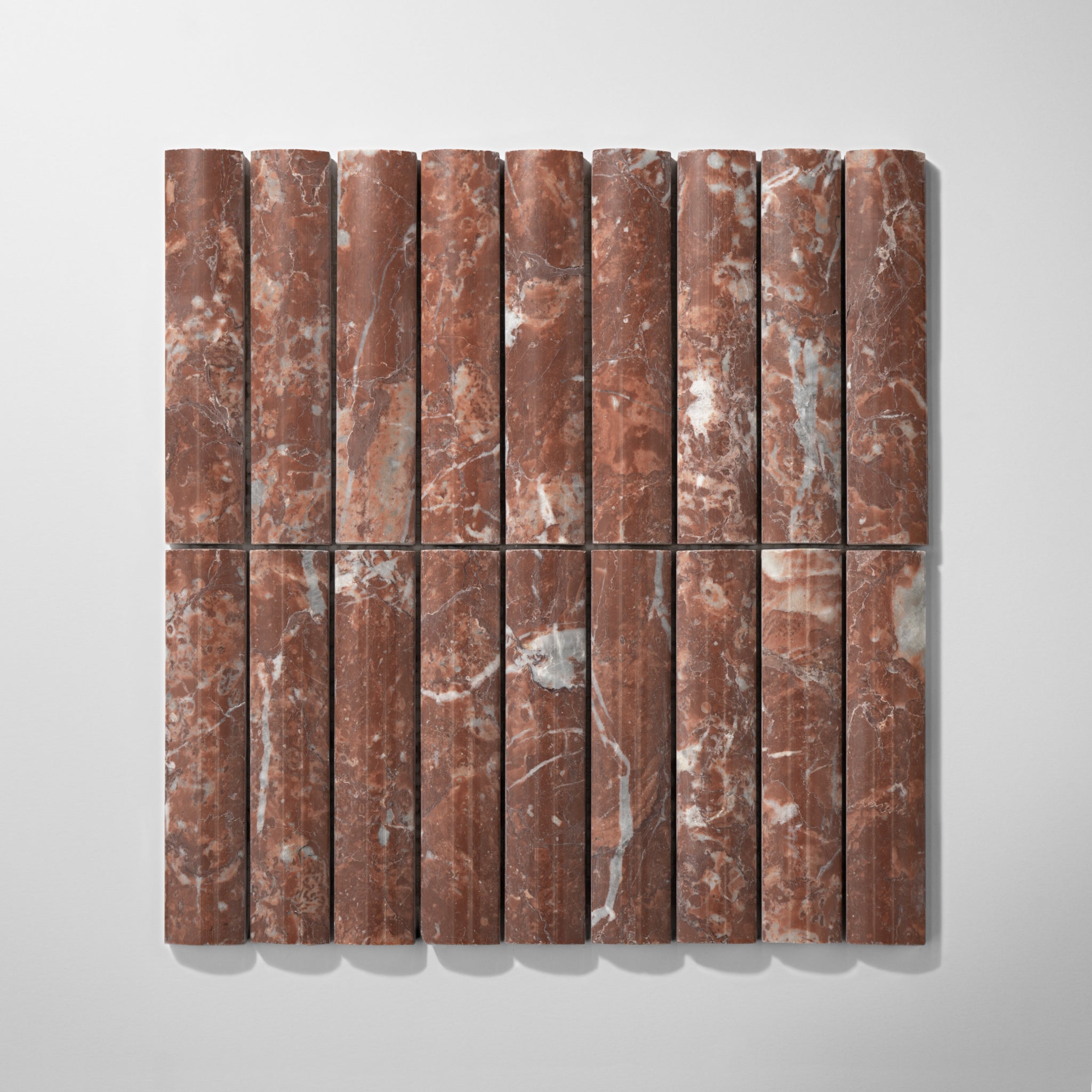 Fluted Rojo Alicante Marble Polished Mosaic Tile