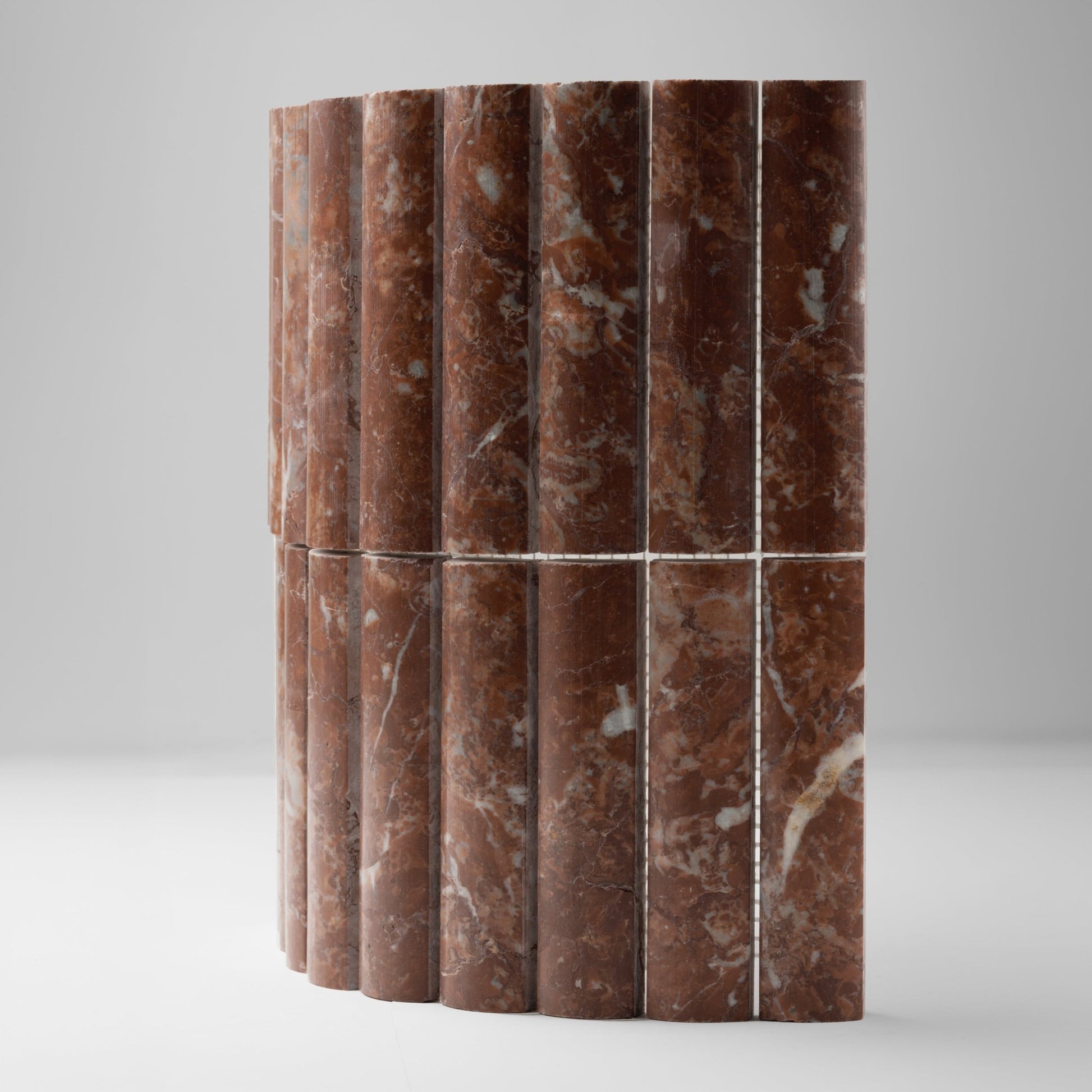 Natural stone Fluted Rojo Alicante Marble Polished Mosaic Tile