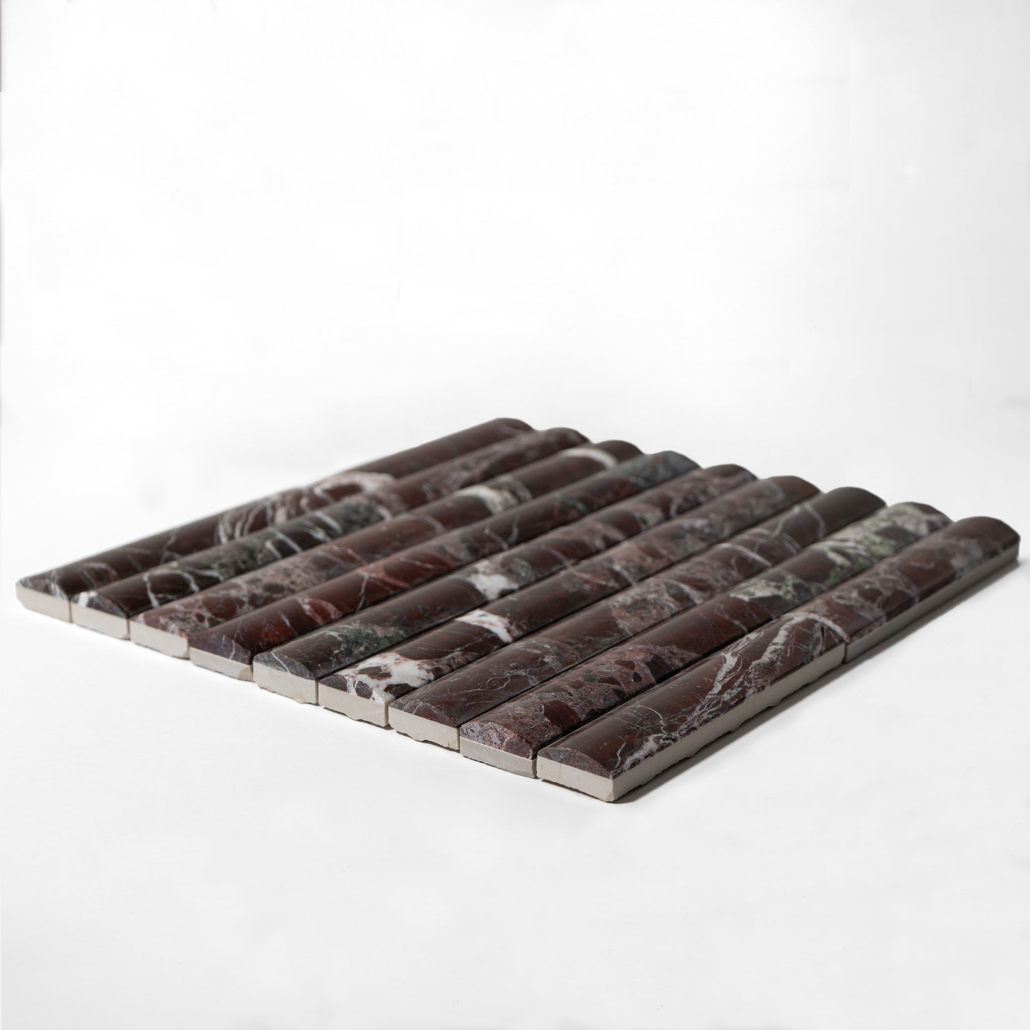 Fluted Rosso levanto Marble Polished Mosaic Tile - Cemento Collection