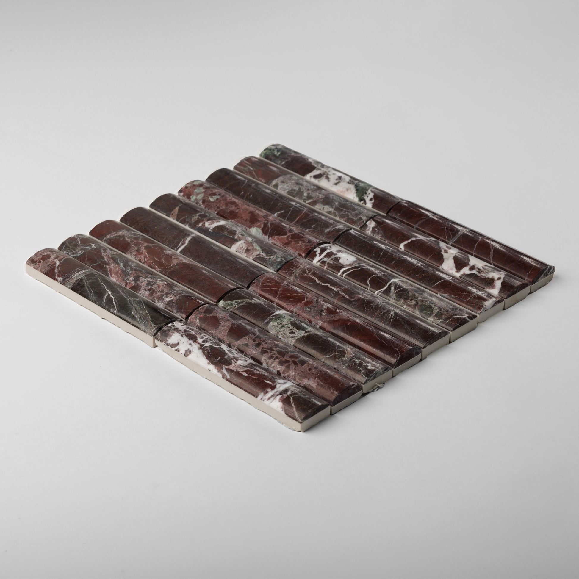 3D Fluted Rosso levanto Marble Polished Mosaic Tile