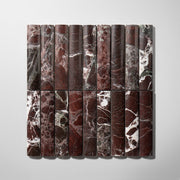 Fluted Rosso levanto Marble Polished Mosaic Tile - Cemento Collection
