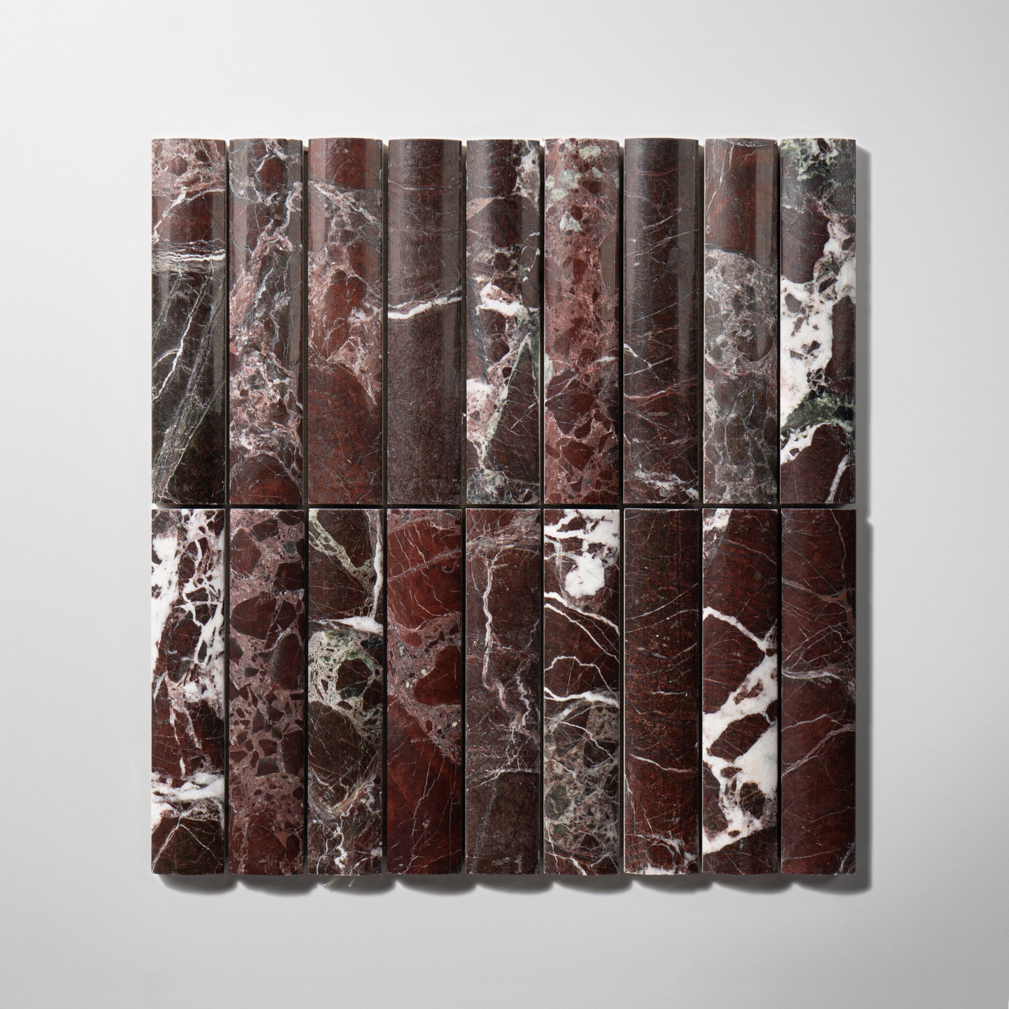 Fluted Rosso levanto Marble Polished Mosaic Tile - Cemento Collection