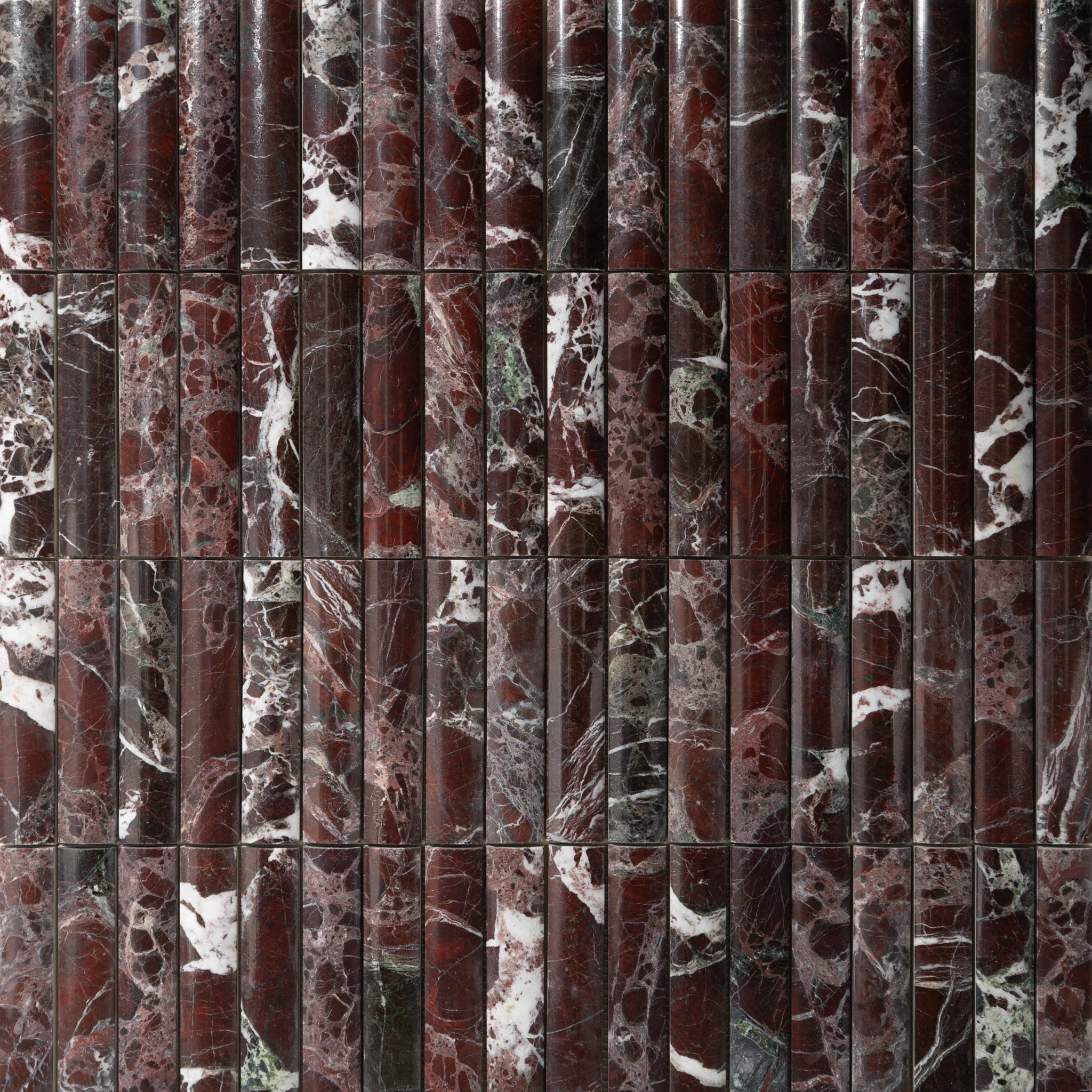 Fluted Rosso levanto Marble Polished Mosaic Tile - Cemento Collection