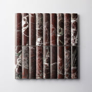 Fluted Rosso levanto Marble Polished Mosaic Tile