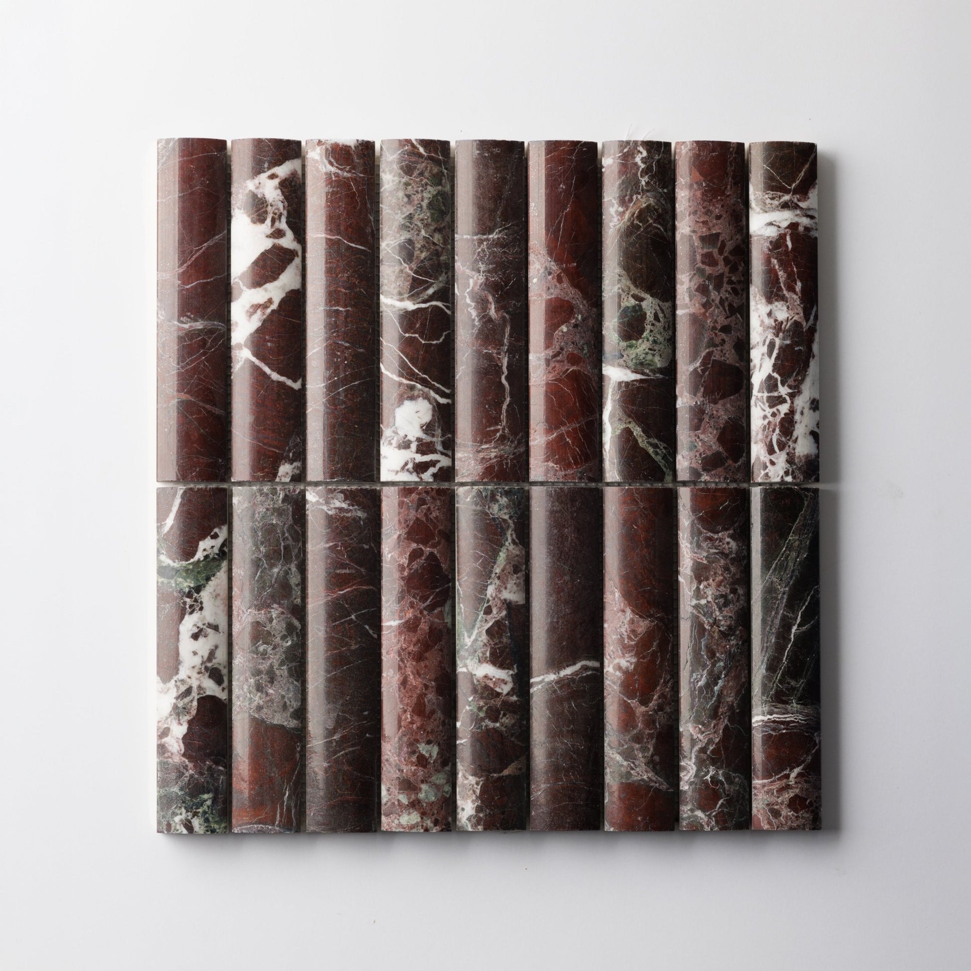 Fluted Rosso levanto Marble Polished Mosaic Tile