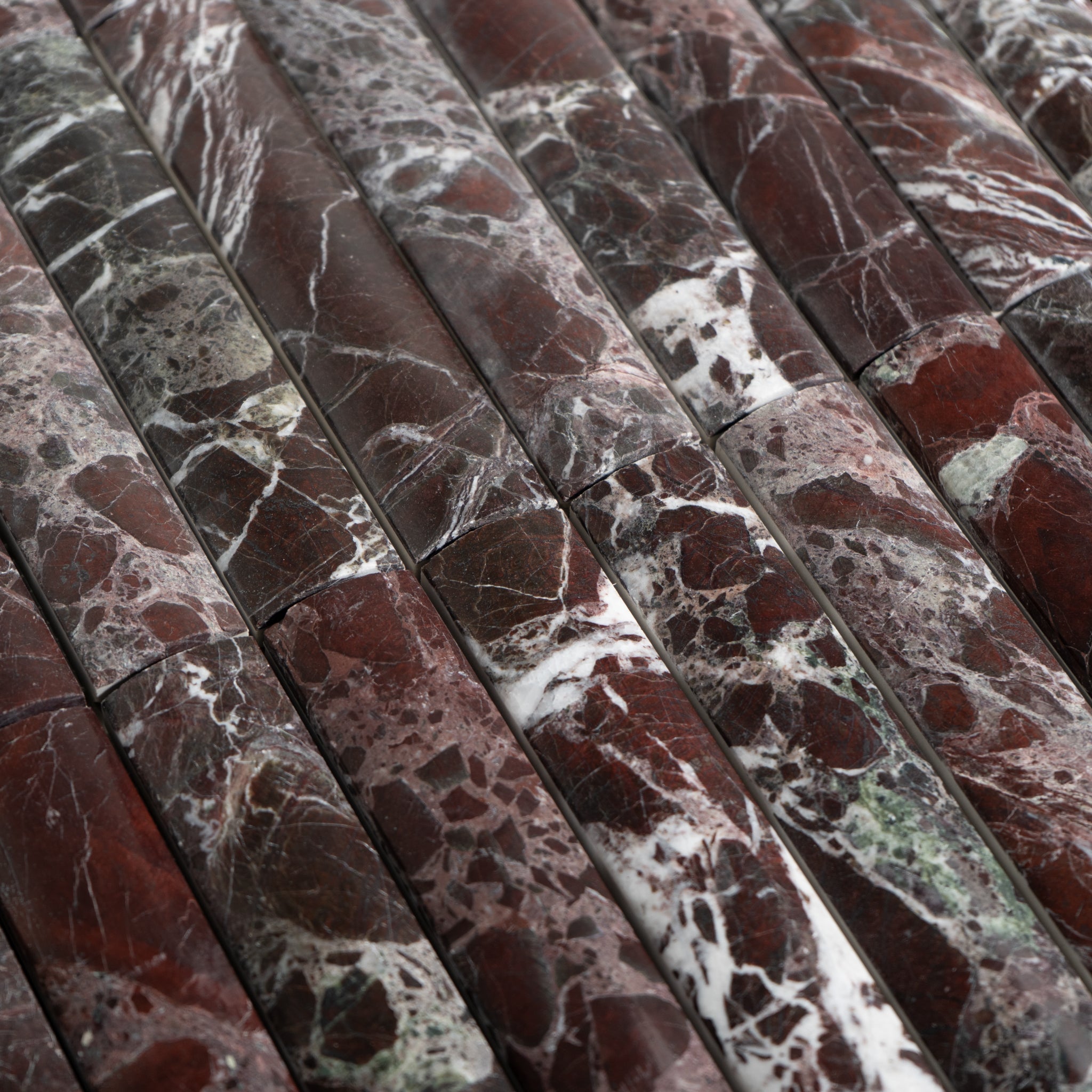 Fluted Rosso levanto Marble Polished Mosaic Tile - Cemento Collection