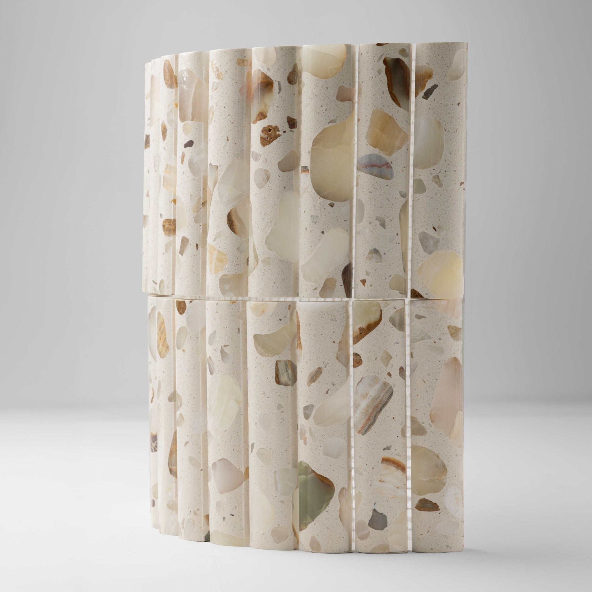 Natural stone Fluted Tropical Sand Terrazzo Mosaic Tile