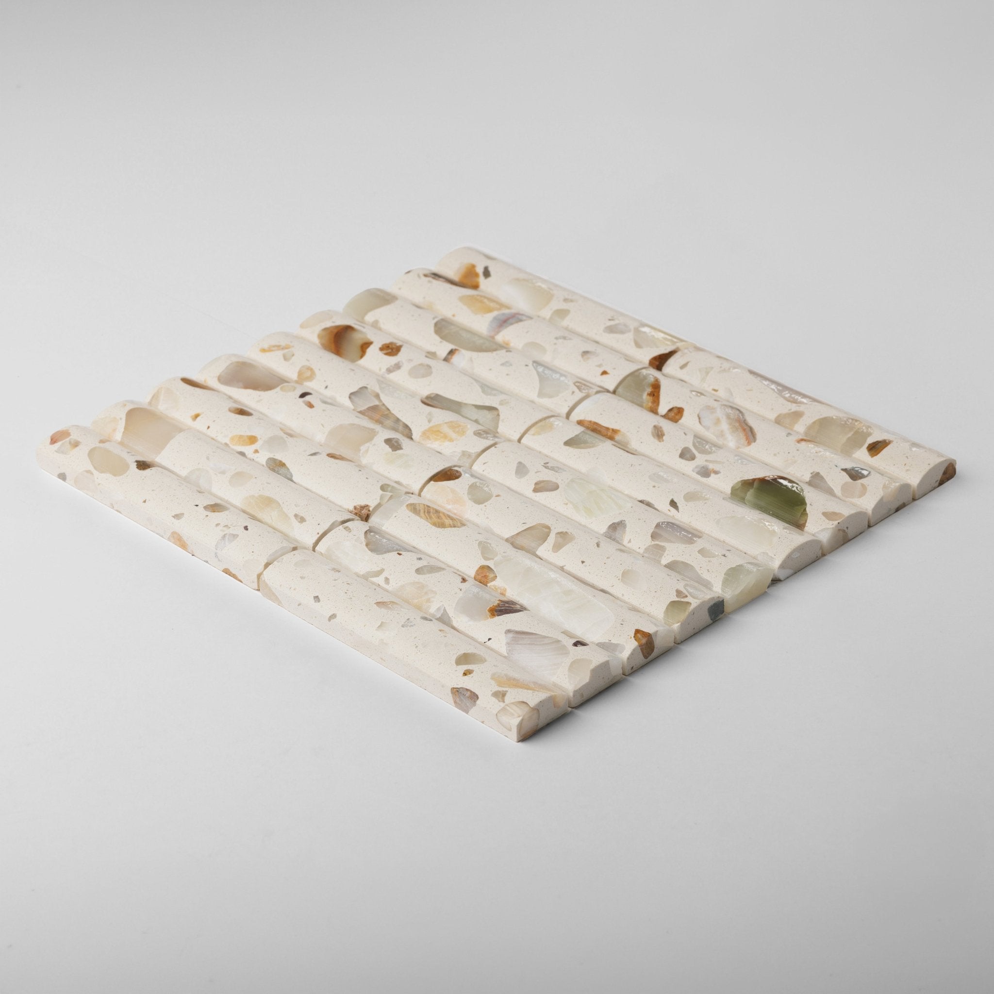 3D Fluted Tropical Sand Terrazzo Mosaic Tile