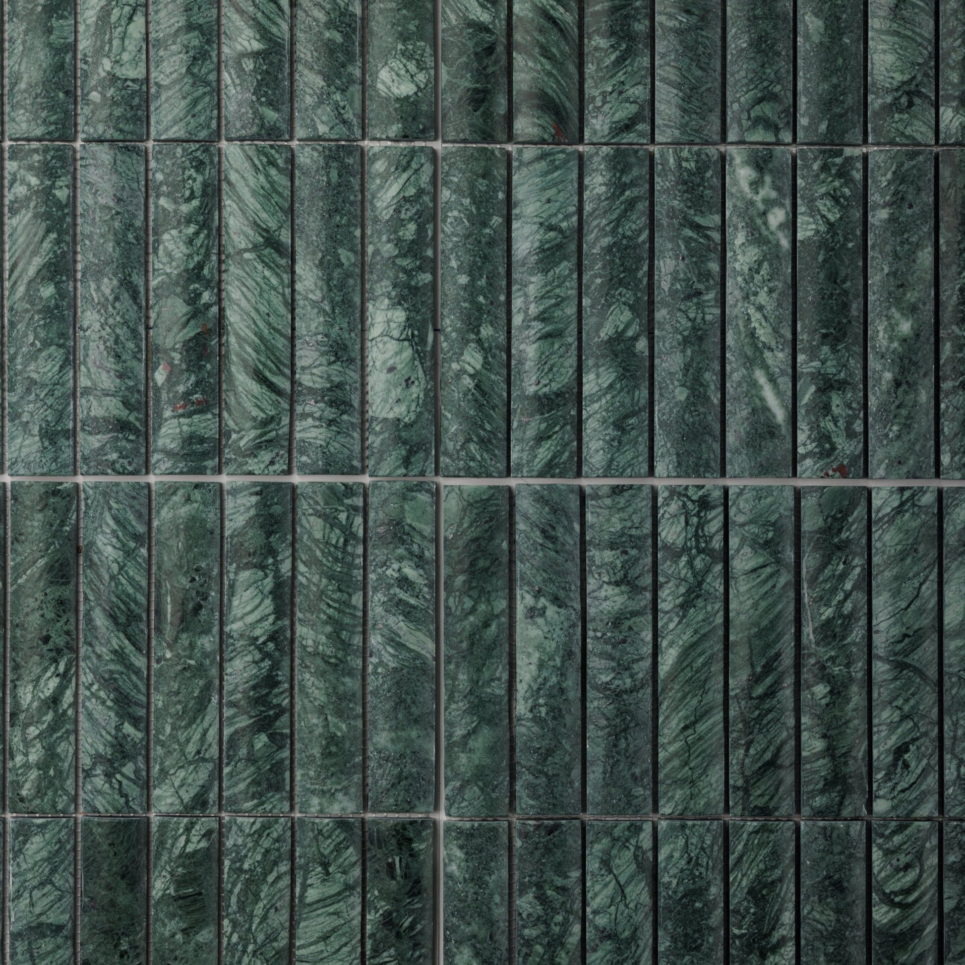 Fluted Verde Alpi Marble Mosaic Tile