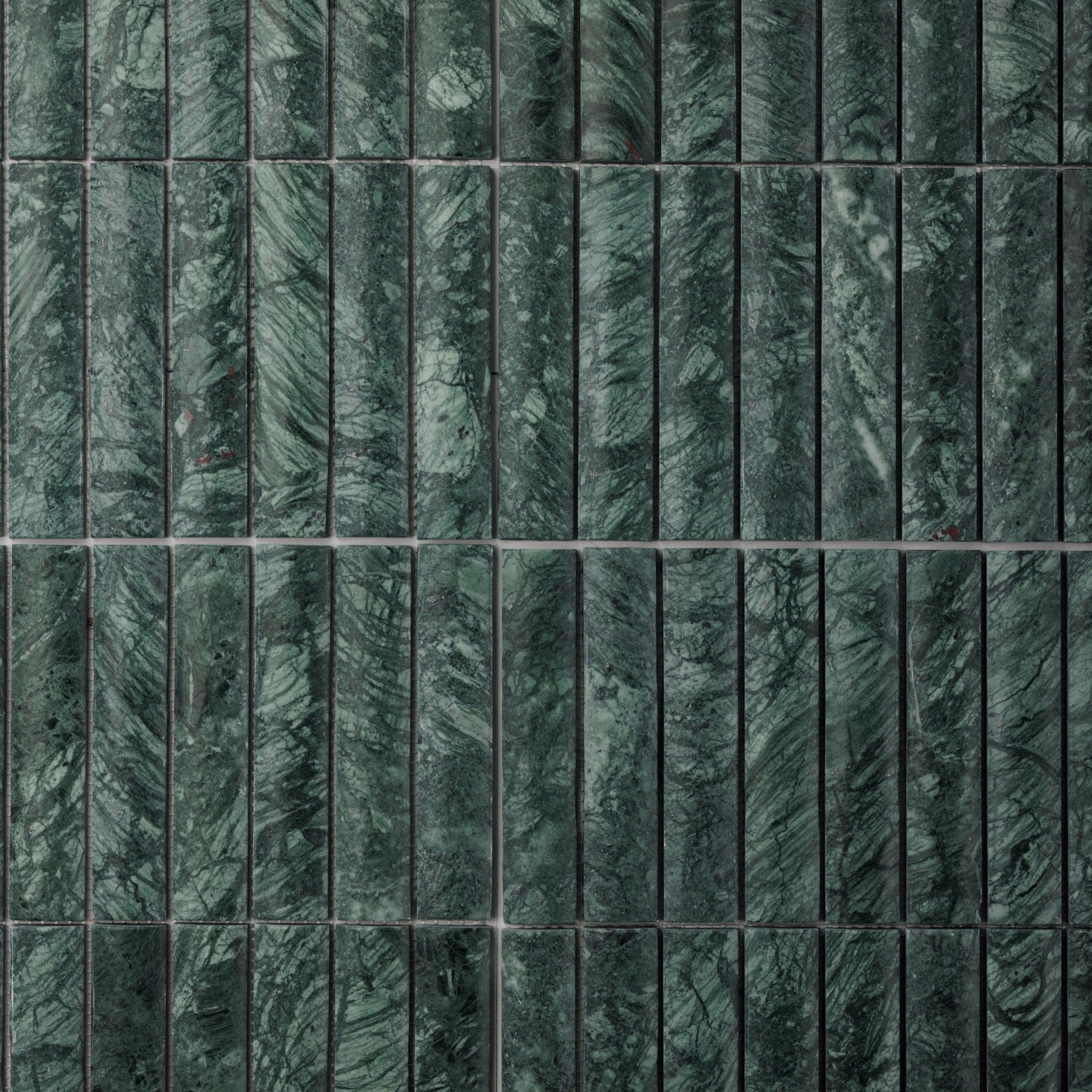 Fluted Verde Alpi Marble Mosaic Tile