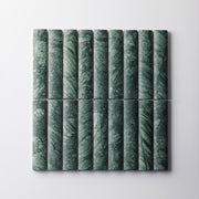 Fluted Verde Alpi Marble Honed Mosaic Tile