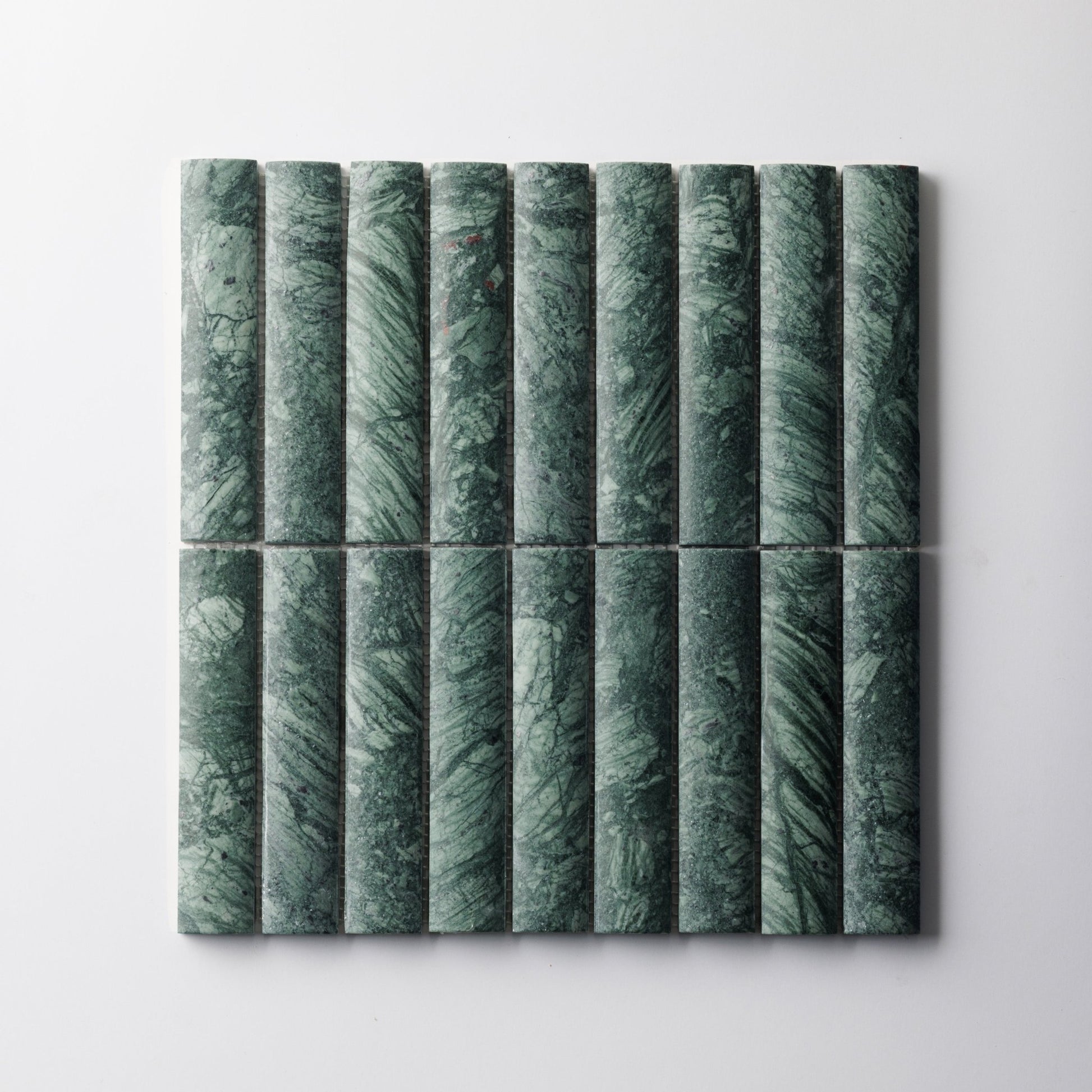 Fluted Verde Alpi Marble Honed Mosaic Tile