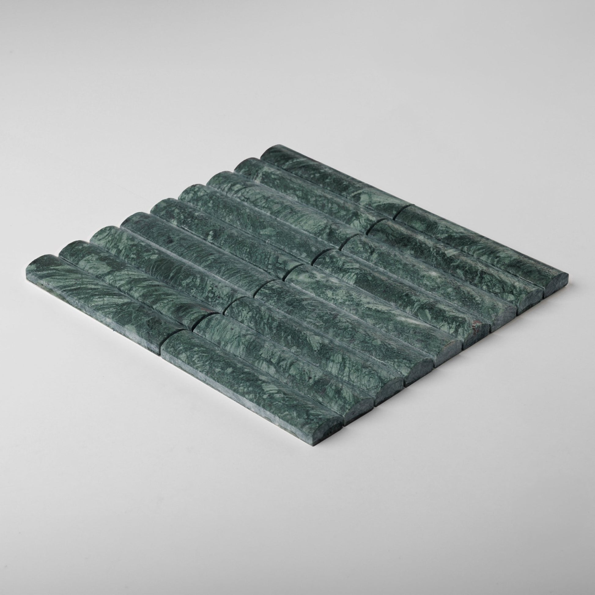 3D Fluted Verde Alpi Marble Honed Mosaic Tile