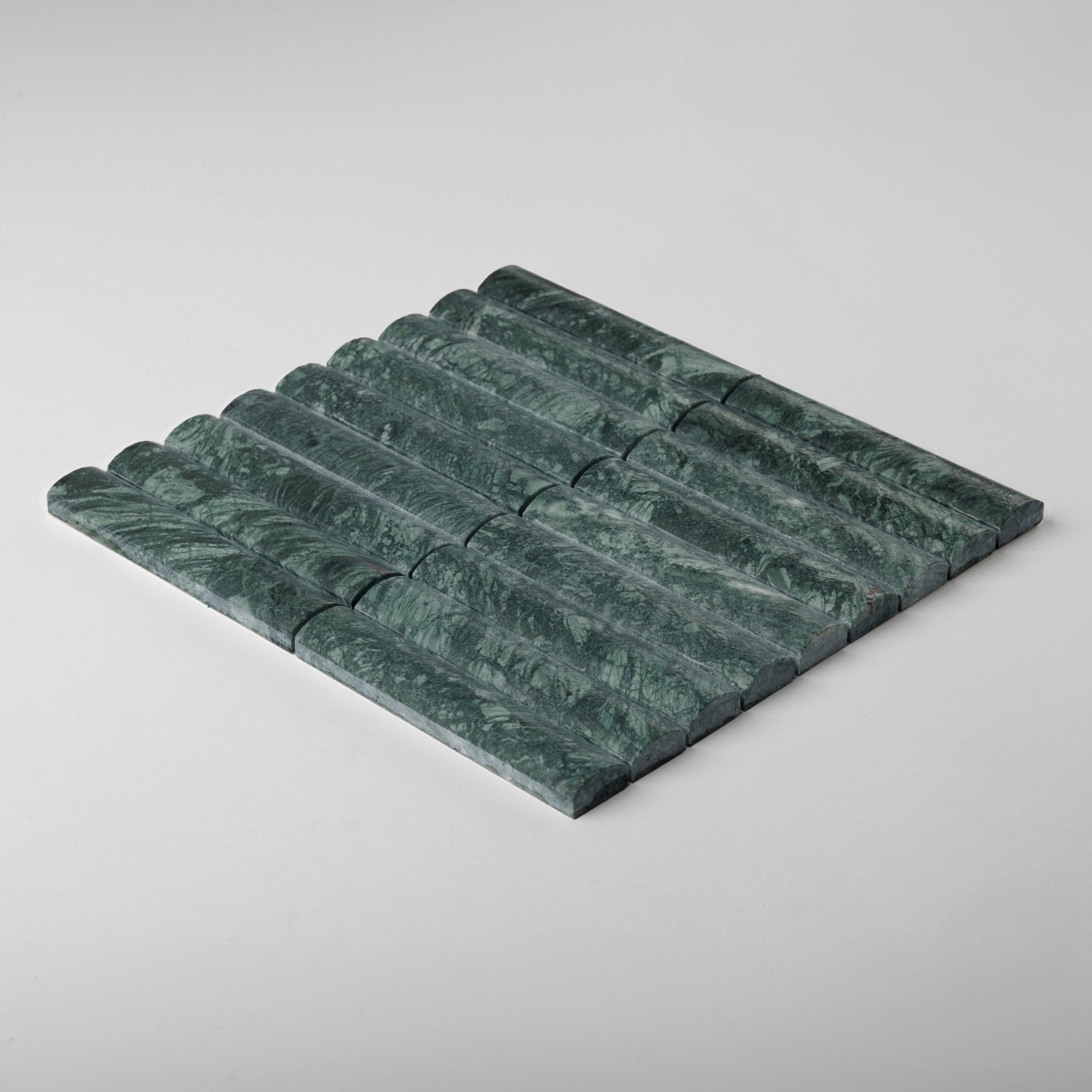 3D Fluted Verde Alpi Marble Honed Mosaic Tile