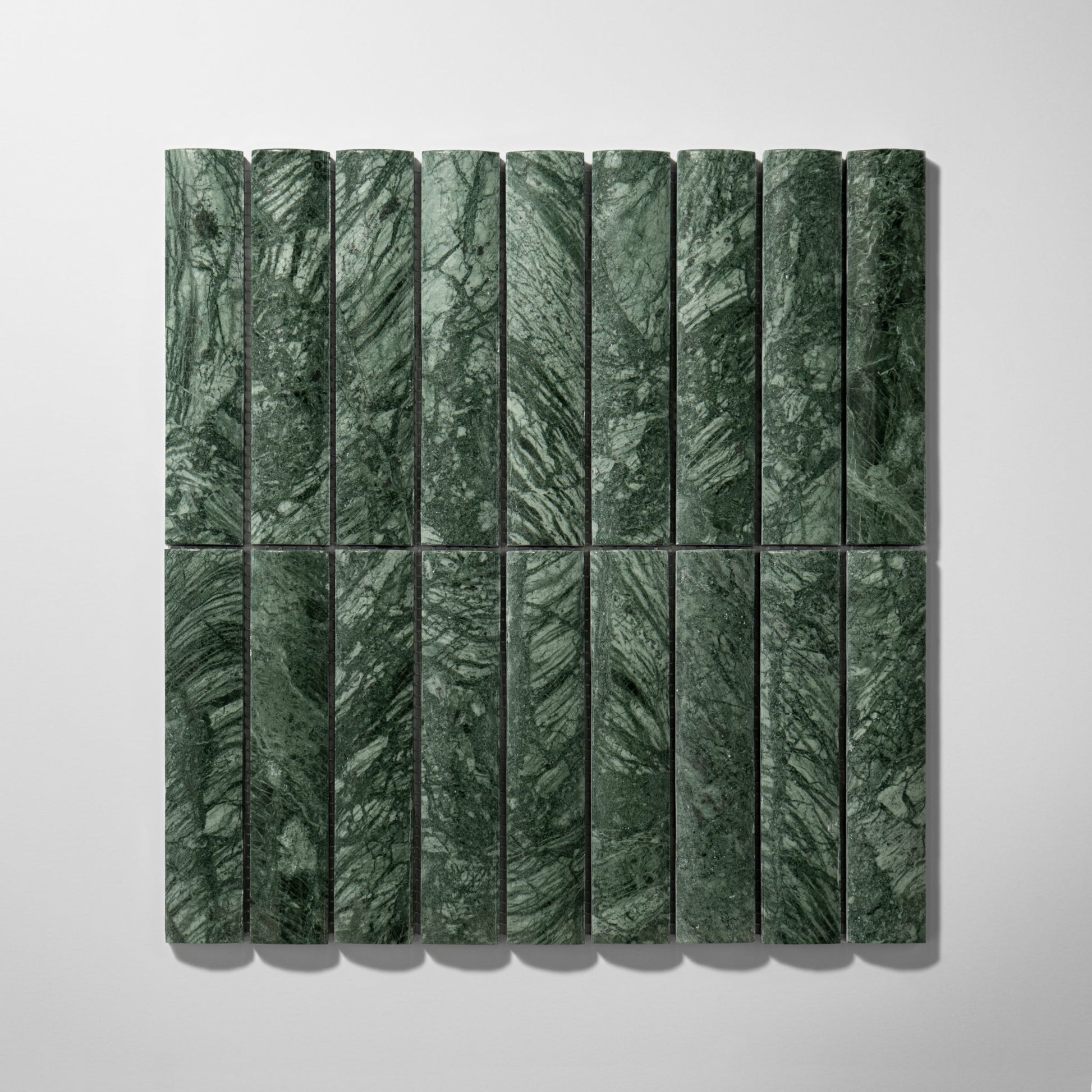 Fluted Verde Alpi Marble Honed Mosaic Tile