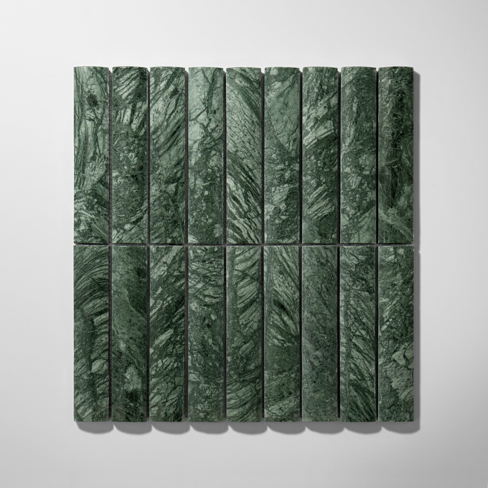Fluted Verde Alpi Marble Honed Mosaic Tile
