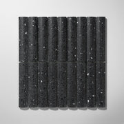 Fluted Volcano Black Terrazzo Mosaic Tile