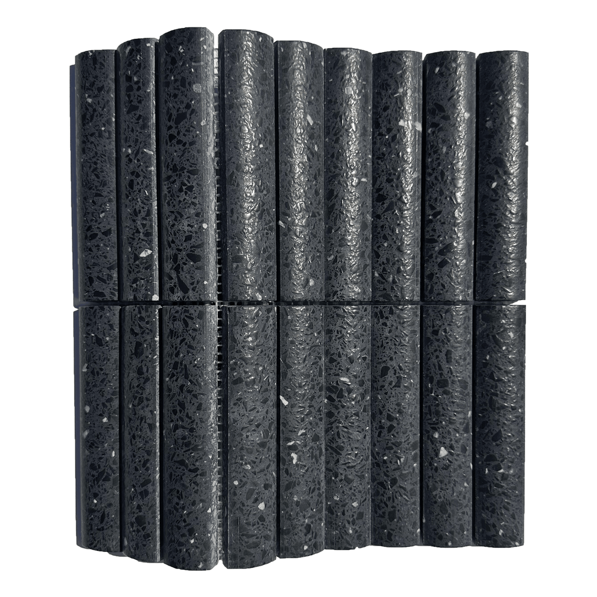 Fluted Volcano Black Terrazzo Mosaic Tile | Cemento Collection ...