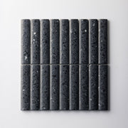 Fluted Volcano Black Terrazzo Mosaic Tile - Cemento Collection
