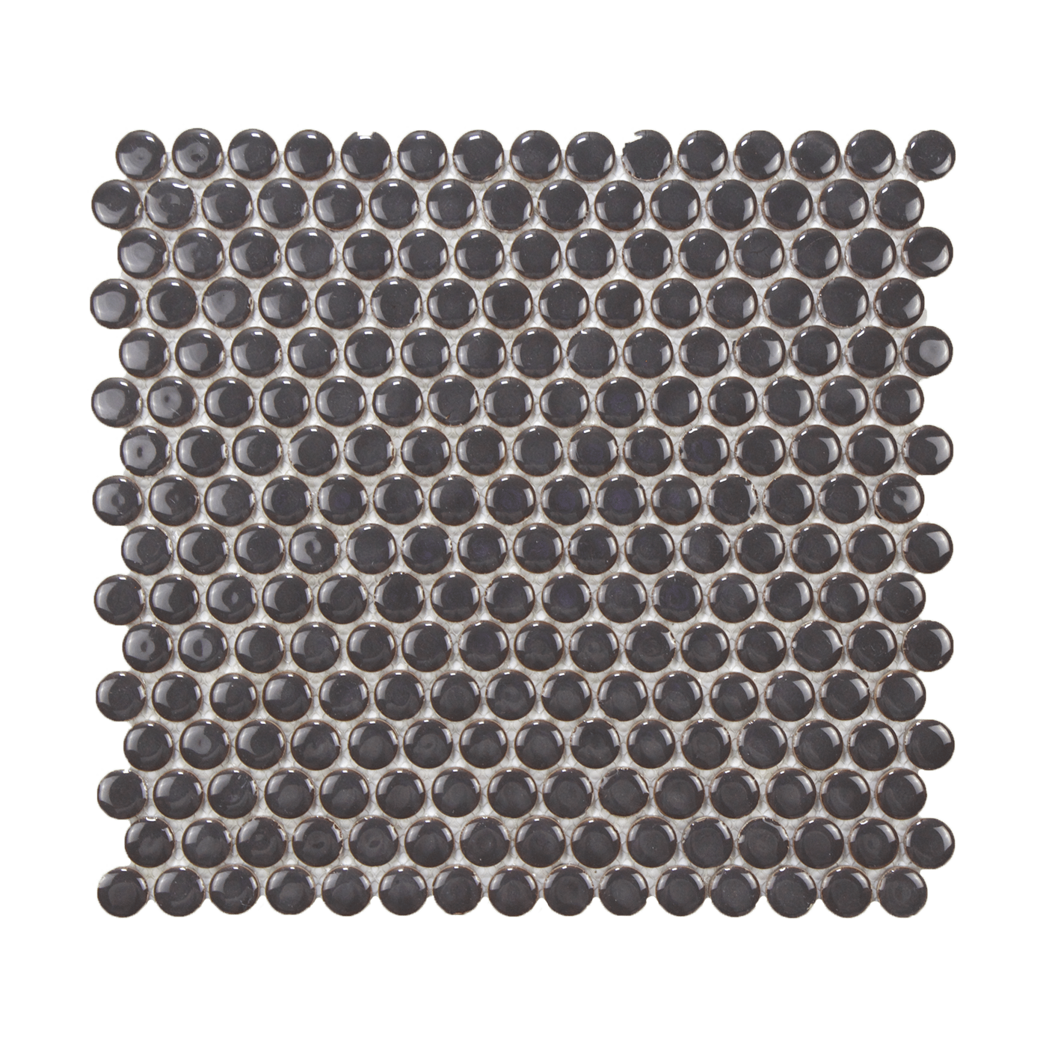 Gray with Brown Border Glossy Penny Round Mosaic Tile - Lot of 89.1 Sq ft - Cemento Collection