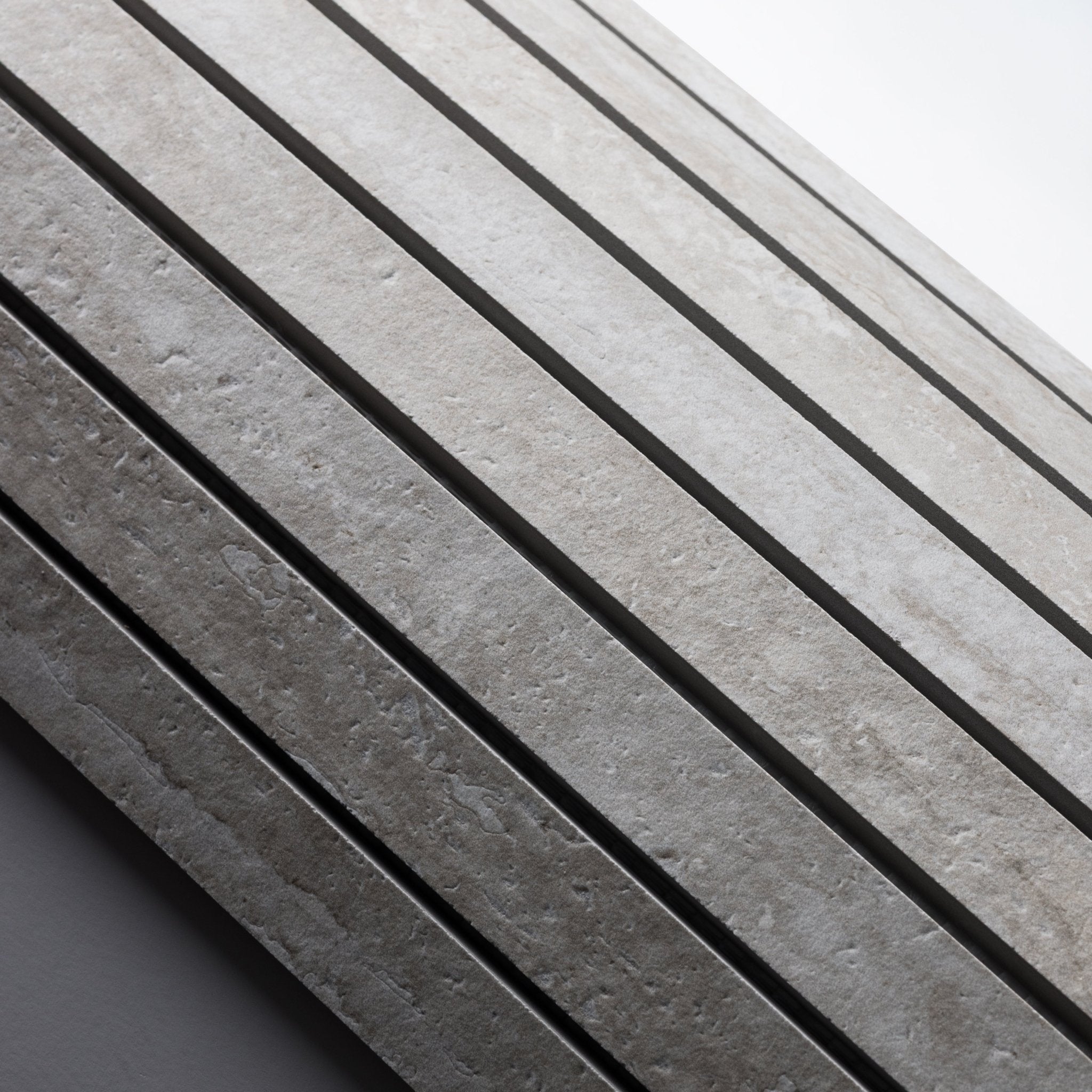 Grey Travertine 1x48 Strip Porcelain Tile - Cemento Collection