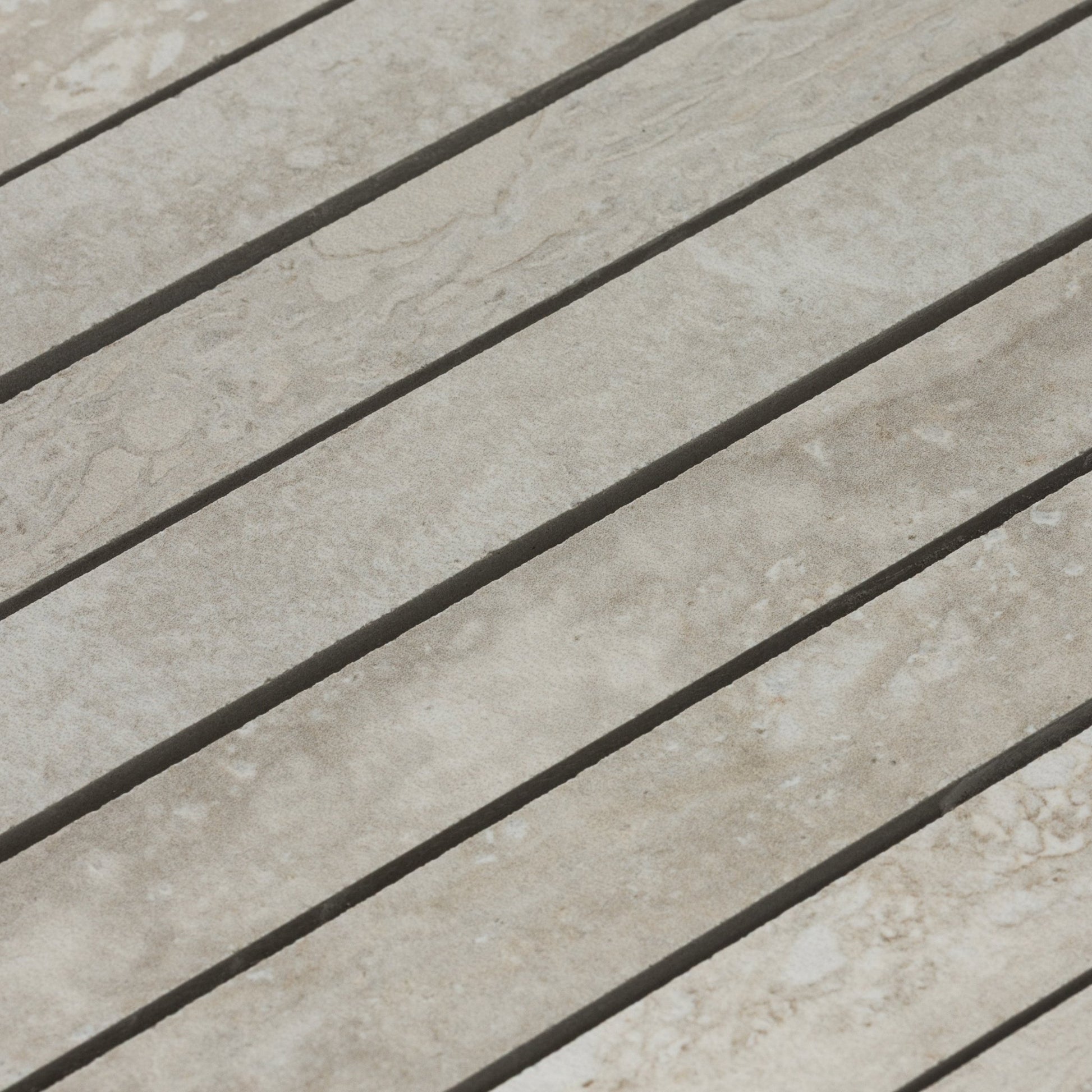 Grey Travertine 1x48 Strip Porcelain Tile - Cemento Collection