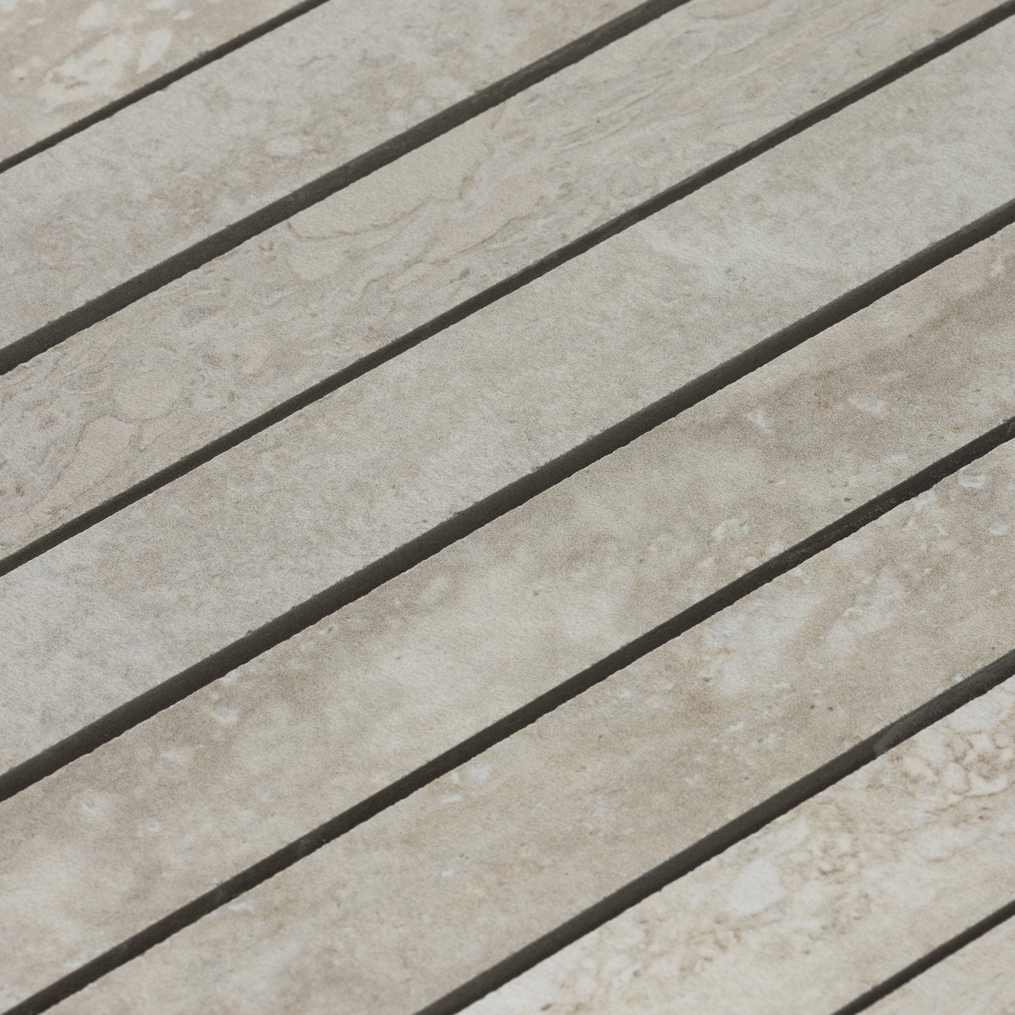 Grey Travertine 1x48 Strip Porcelain Tile - Cemento Collection