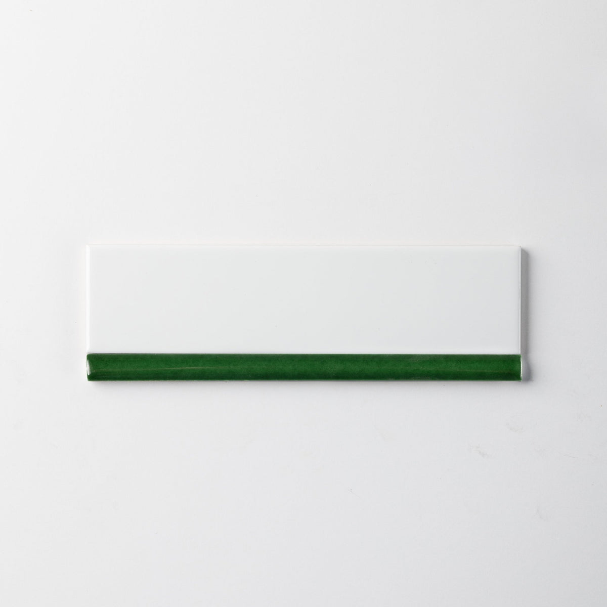 Handmade 1/2x8 Emerald Green Glossy Pencil Trim (Liner) - Cemento Collection