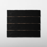Handmade 2x10 Black Matte Undulated Subway Tile