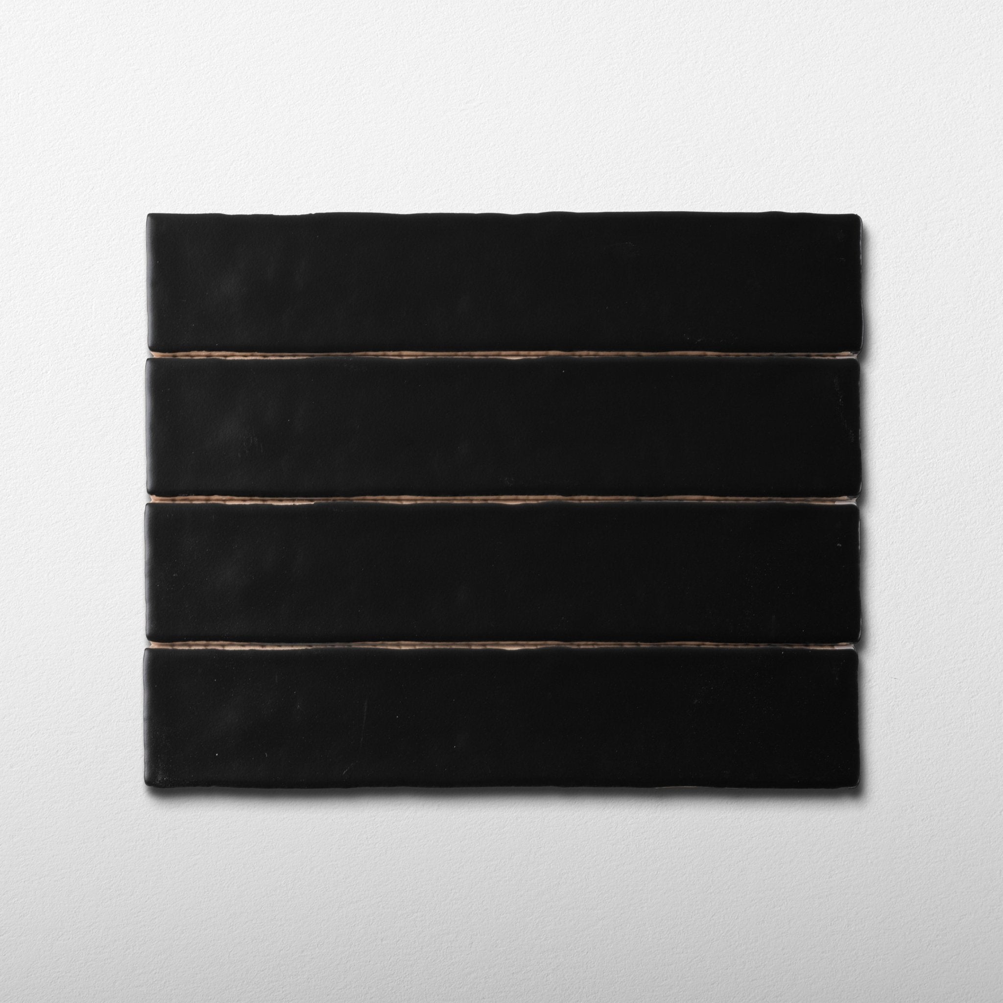 Handmade 2x10 Black Matte Undulated Subway Tile