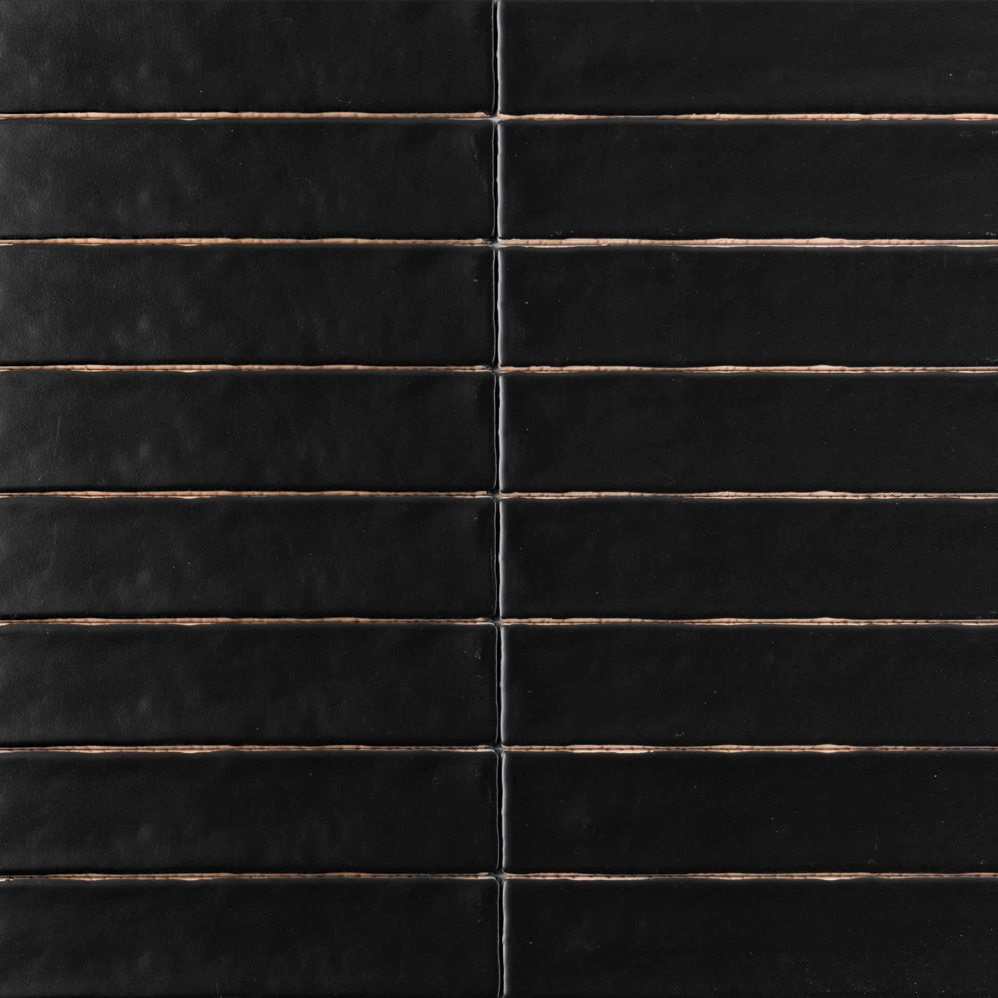 Handmade Black Matte Undulated Subway Tile