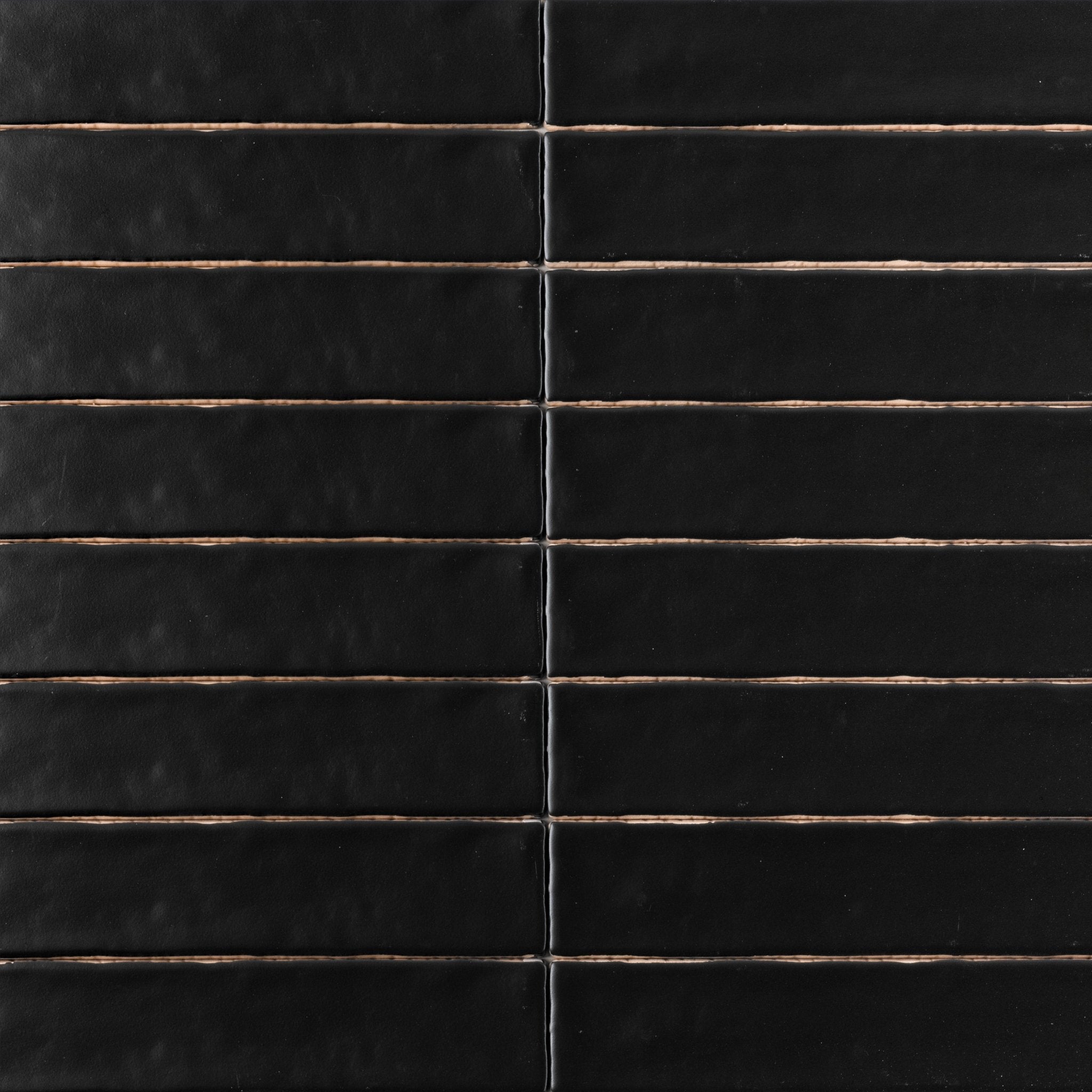 Handmade Black Matte Undulated Subway Tile