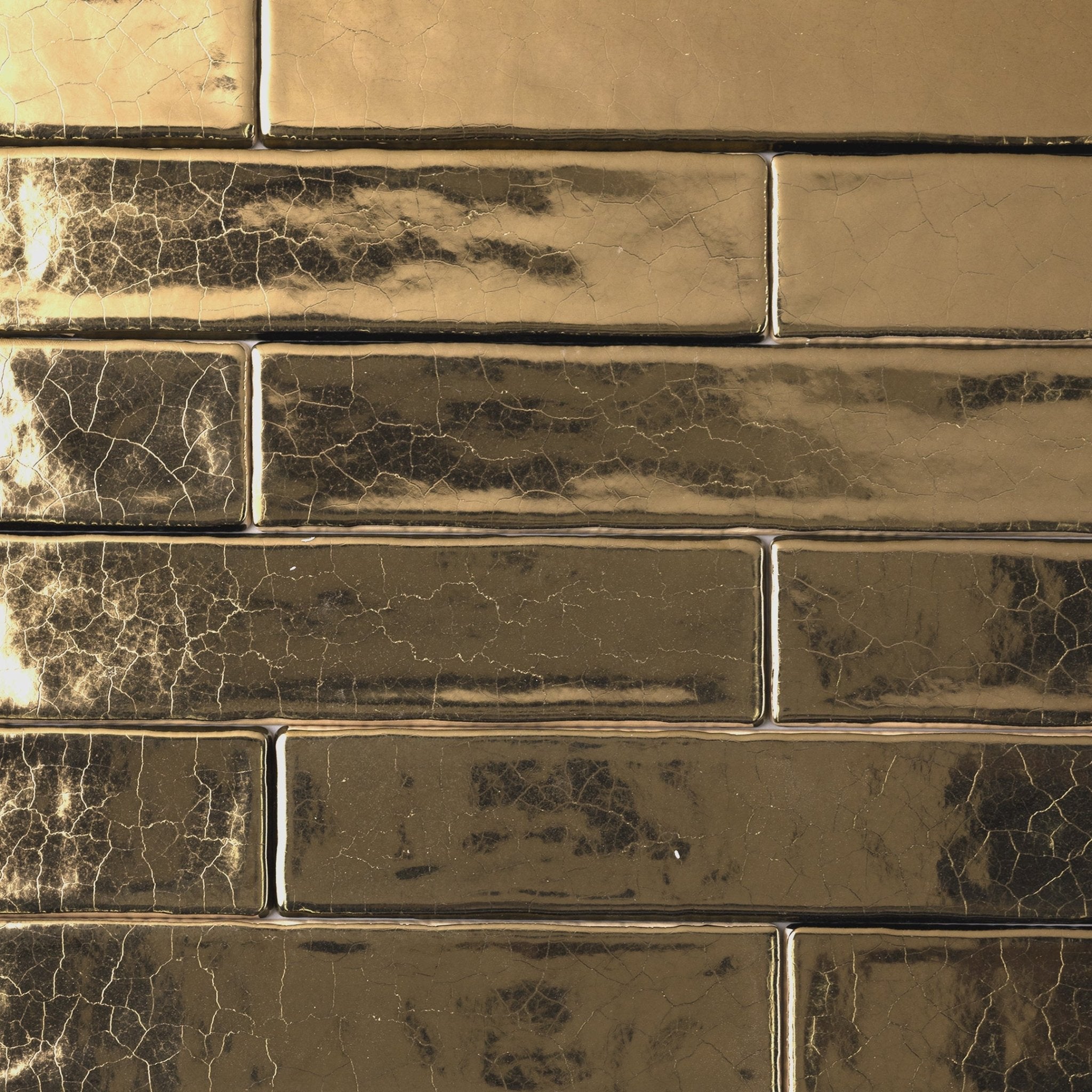 2x10 Gold Glossy Undulated Subway Tile