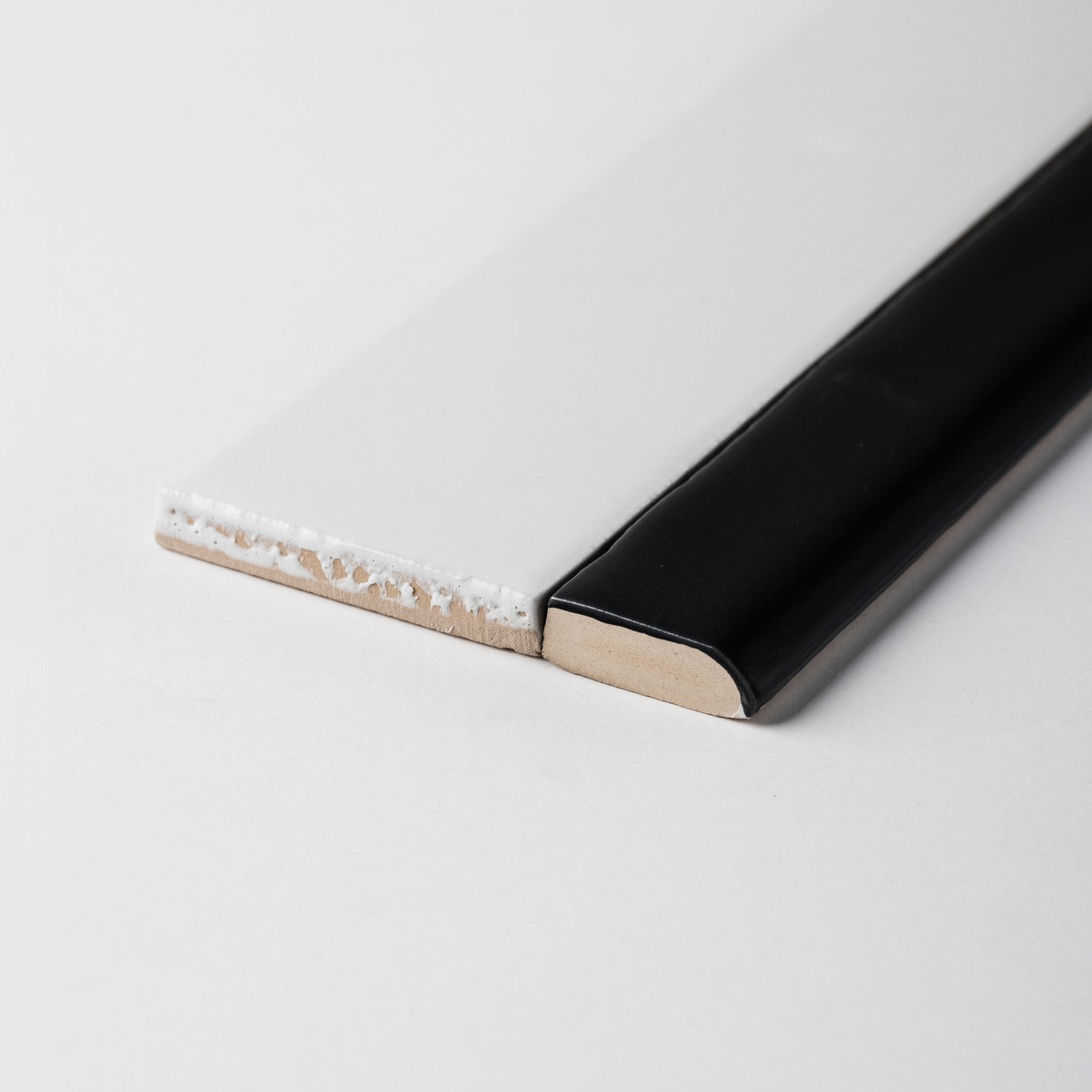 Handmade 3/4x10 Black Matte Bullnose Pencil Trim - Cemento Collection