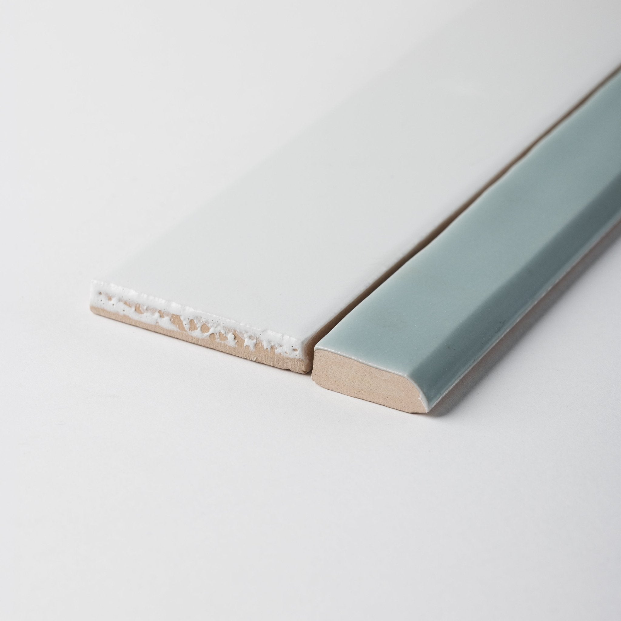 Handmade 3/4x10 Mint Green Matte Bullnose Pencil Trim - Cemento Collection